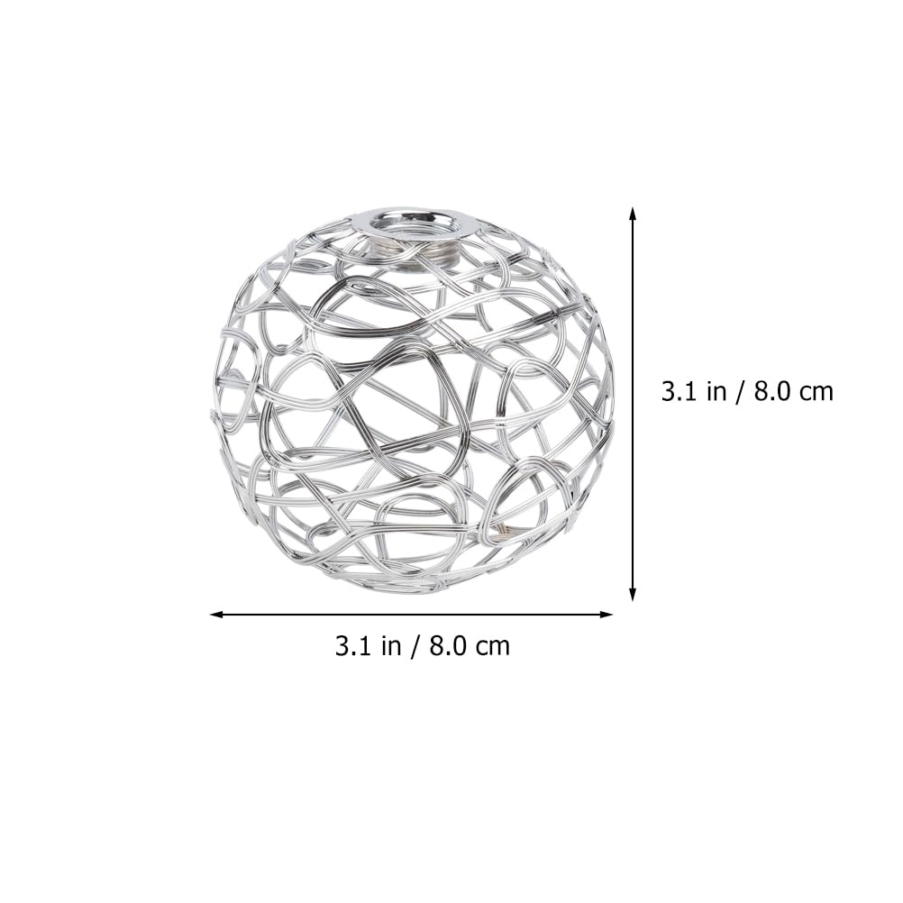 DOITOOL Metal Cage Rattan Lamp Shade - Decorative Globe Clip-On Chandelier Light Cover for Ceiling Pendant, Table, Wall & Floor Lamps (Silver) - Perfect for Living Room, Bedroom, Dining Room & Office Lighting Decor