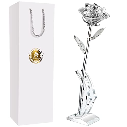 11.silver Rose With Stand