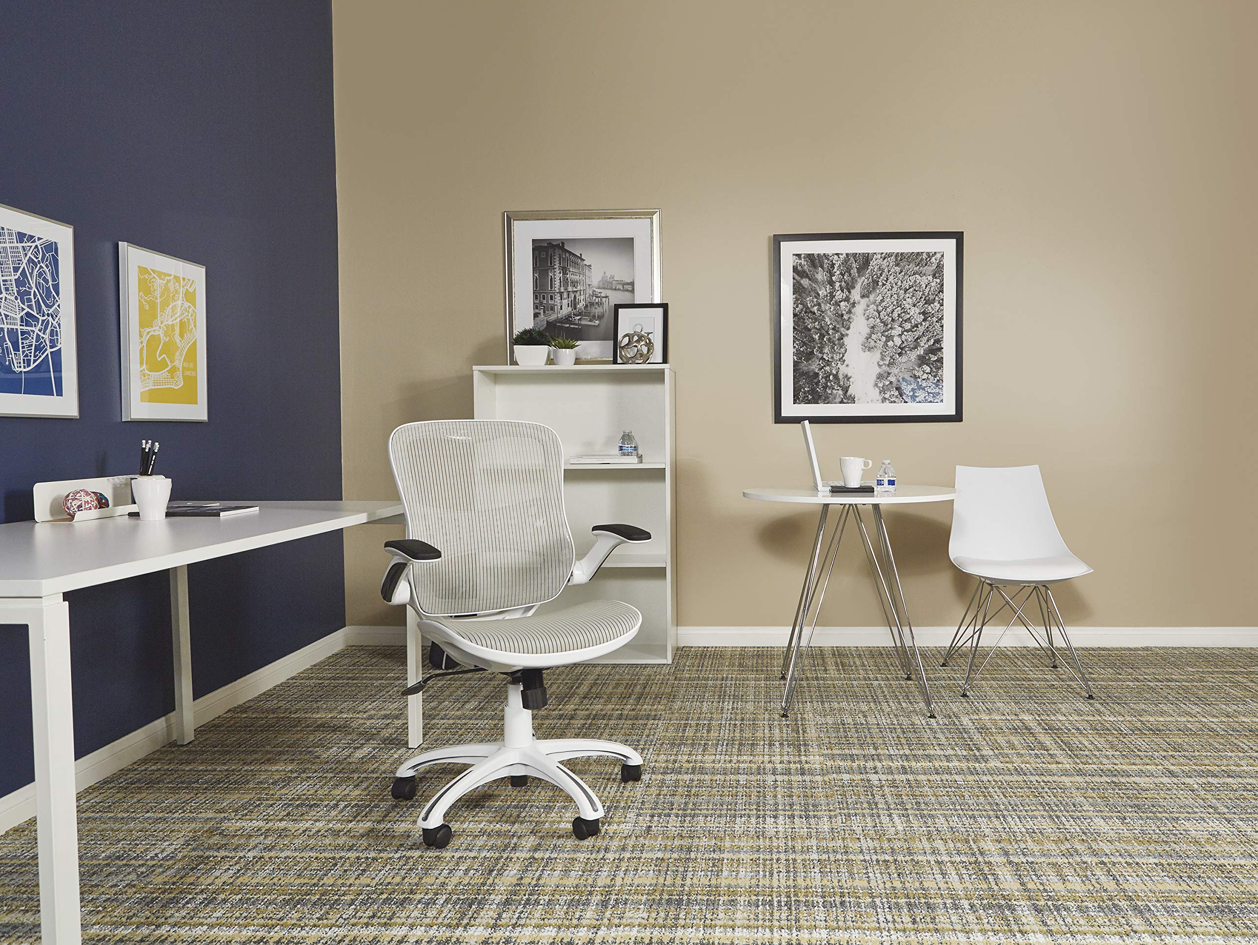 Office Star Ventilated Mesh Office Chair with Breathable Seat & Back - Ergonomic Manager's Desk Chair with White Base - Perfect for Home Office, Conference Rooms & Workspaces