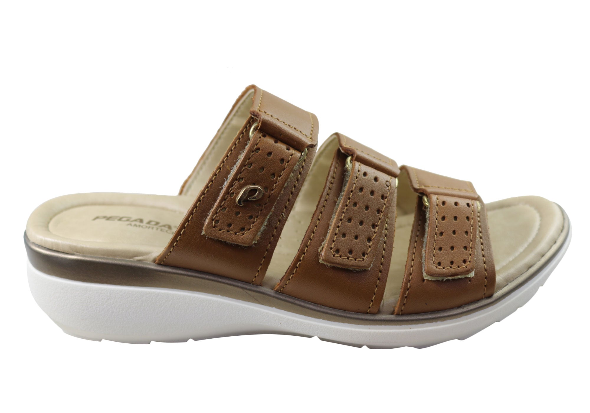 Pegada Treat Women's Comfort Leather Slides Sandals - Made in Brazil - Casual Summer Shoes for Beach, Pool & Home Wear