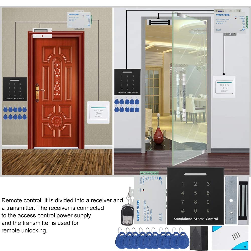 Secure Single Door Access Control System Kit - RFID Card, Keypad & Magnetic Lock with Exit Button | IP/TCP Compatible for Office, Home & Commercial Security