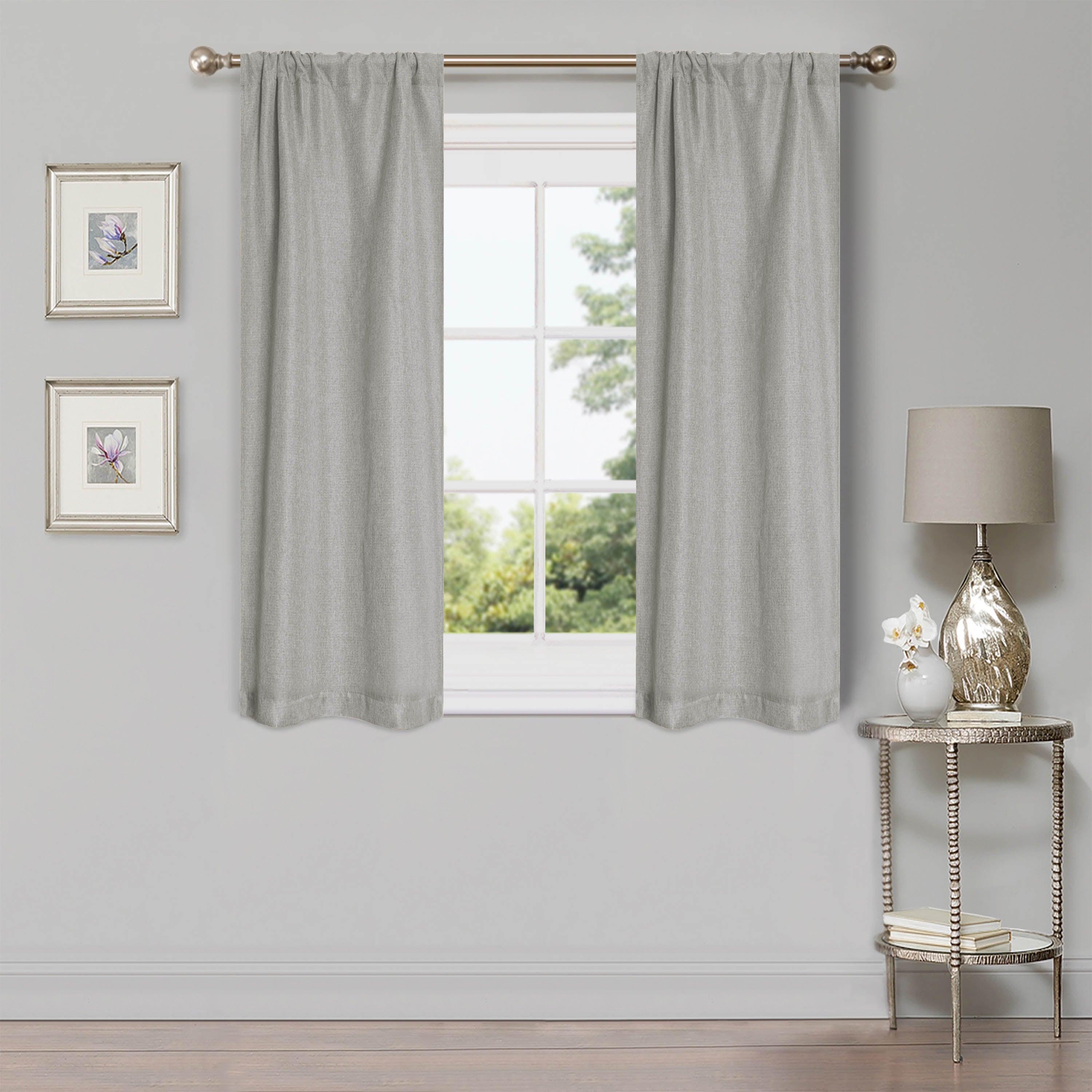 Linen Pattern Blackout Curtains Set of 2 Panels - 100% Room Darkening, Washable Fabric for Bedroom & Living Room - Noise Reducing & Energy Saving Window Treatment (26
