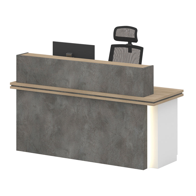 JARIN 1.8M Right Panel Reception Desk - Carbon Grey & White Office Furniture for Hotel, Clinic & Corporate Lobby