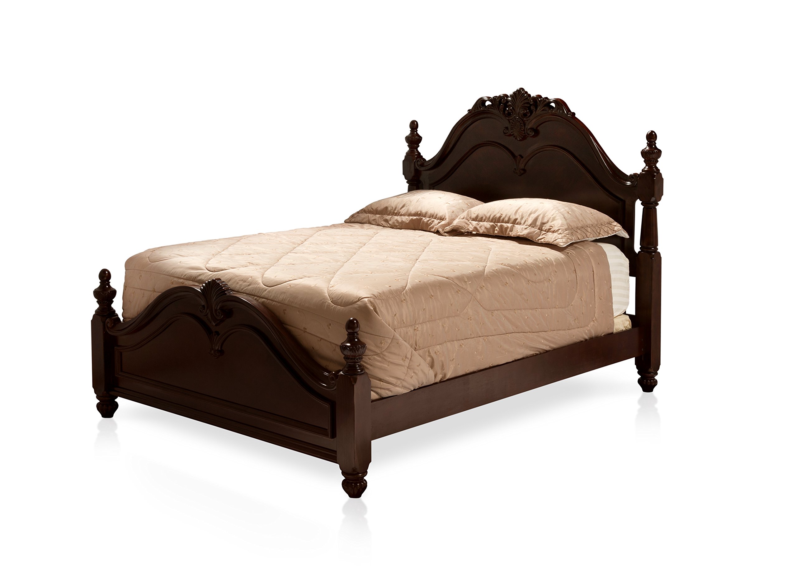 Epperson English Style King Size Bed Set with 2 Nightstands - Cherry Wood Bedroom Furniture for Master Bedroom | Box Spring Required | Classic Home Decor for Luxurious Sleeping Experience