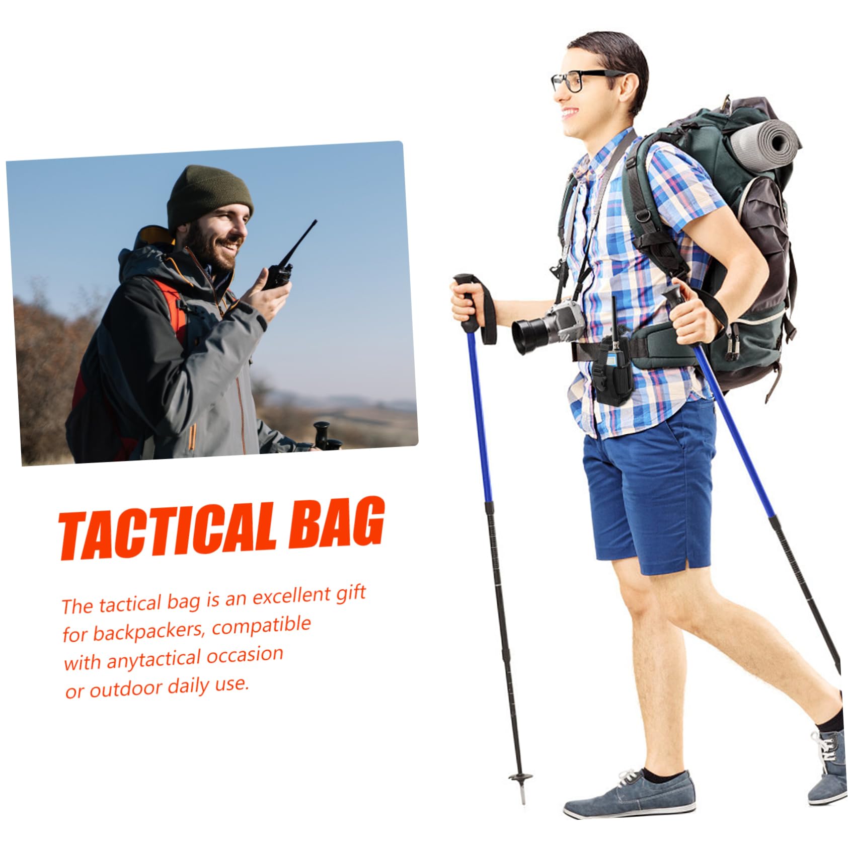 HOMSFOU Waterproof Walkie Talkie Case with Zipper - Adjustable Radio Pouch Bag for Outdoor Activities, Hiking, Camping & Sports