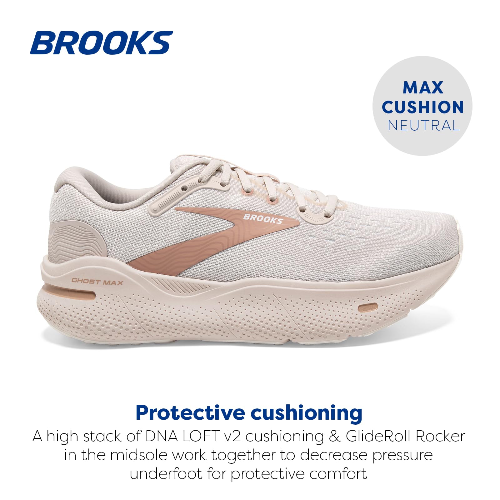 Brooks Women’s Ghost Max Cushion Neutral Running Shoes - Lightweight Support for Jogging, Walking & Gym Workouts - Perfect for Road Running, Treadmill & Daily Wear