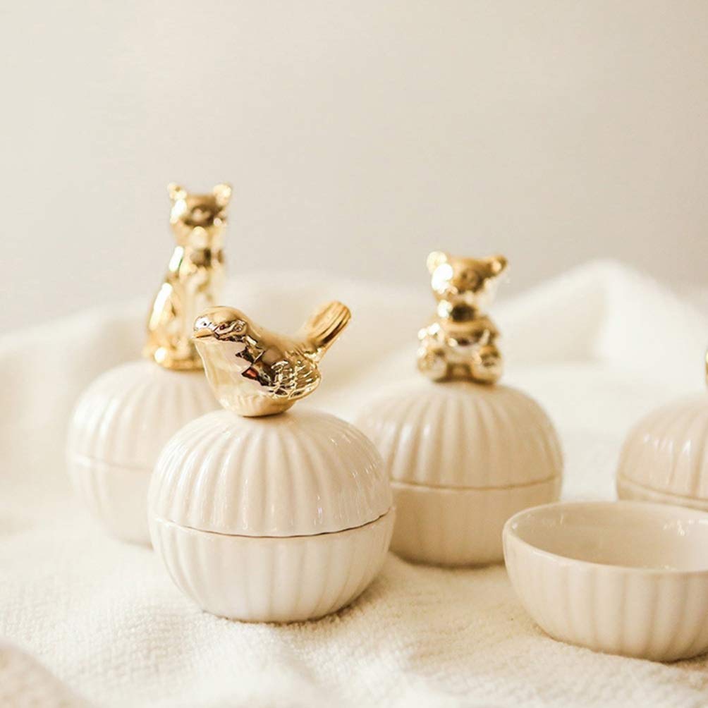 Amosfun Ceramic Sugar Bowl with Lid - Candy Jar, Jewelry Organizer, Trinket Case for Necklaces & Small Items | Elegant Storage for Wedding Jewelry, Home Decor & Kitchen Use