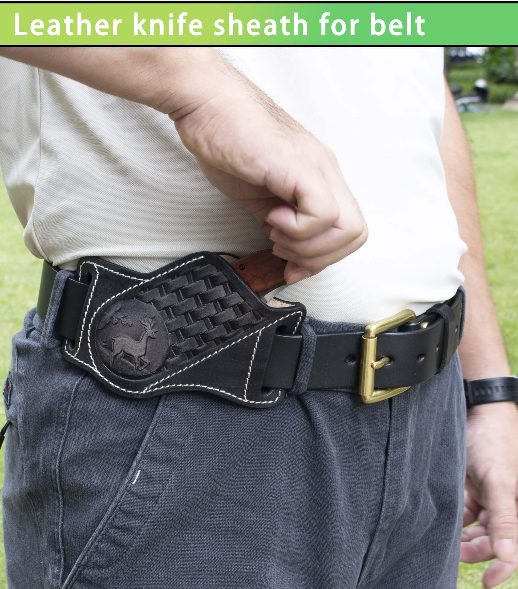 Durable Leather Knife Sheath for Belt - Fits 4