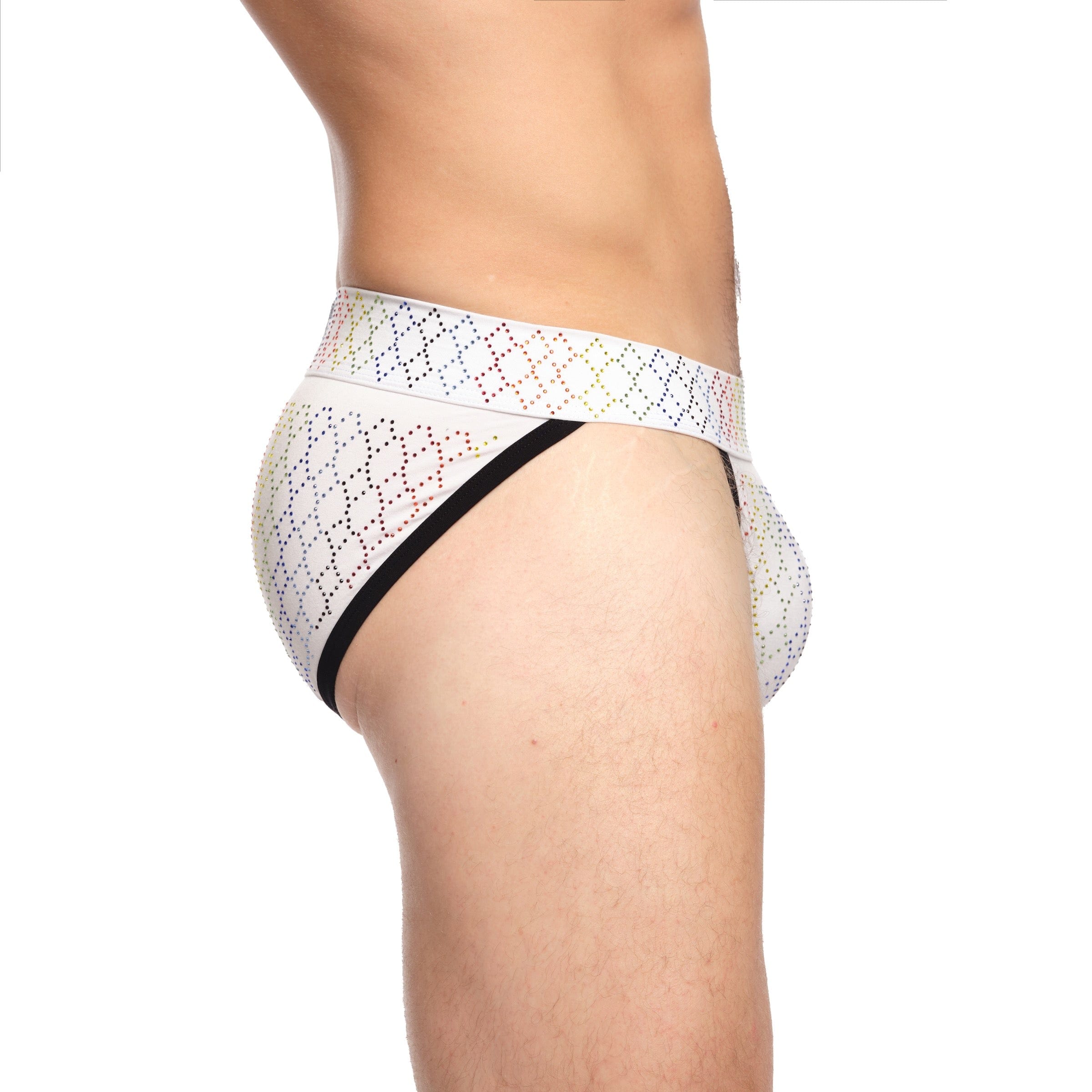 Rainbow Crystal Sport Brief White - Comfortable & Breathable Men's Underwear for Gym, Running & Active Lifestyle