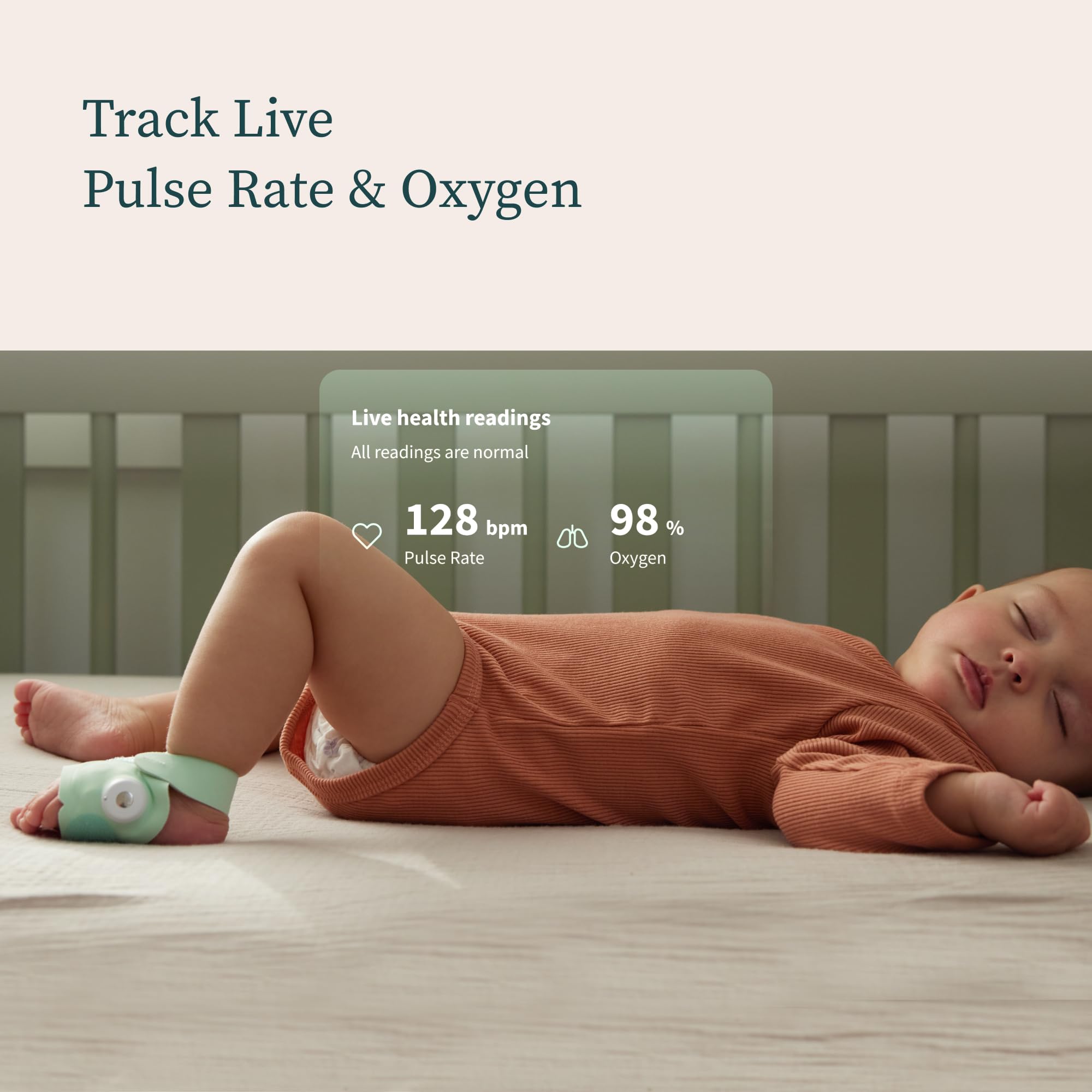 Owlet Dream Sock® Smart Baby Monitor with Heart Rate & Oxygen Tracking - Dusty Rose Sock for Newborns & Infants | Wireless Sleep Monitor for Peace of Mind at Night