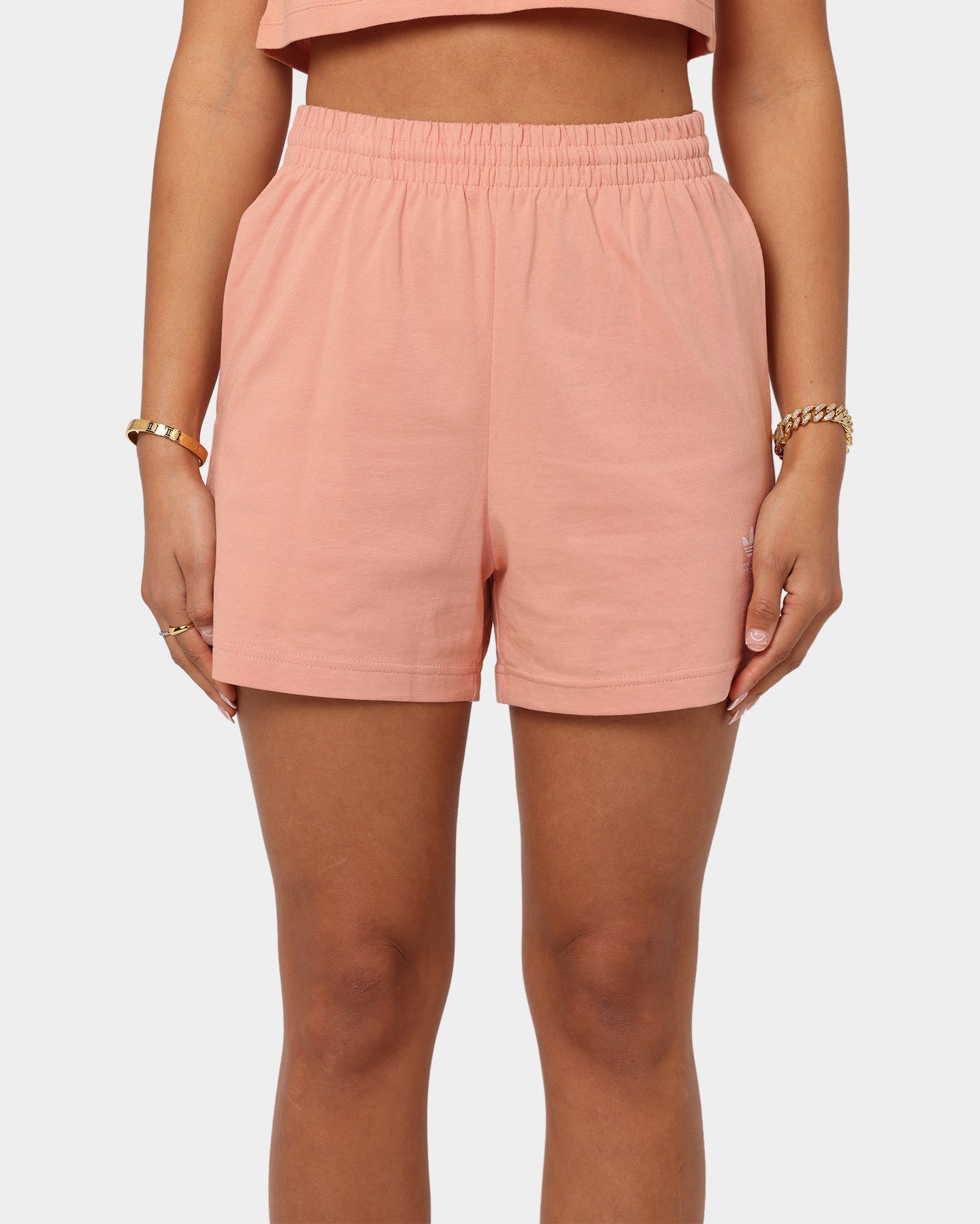 Adidas Women's Adicolor Essentials Shorts - Blush Pink Athletic Shorts for Running, Yoga & Casual Wear