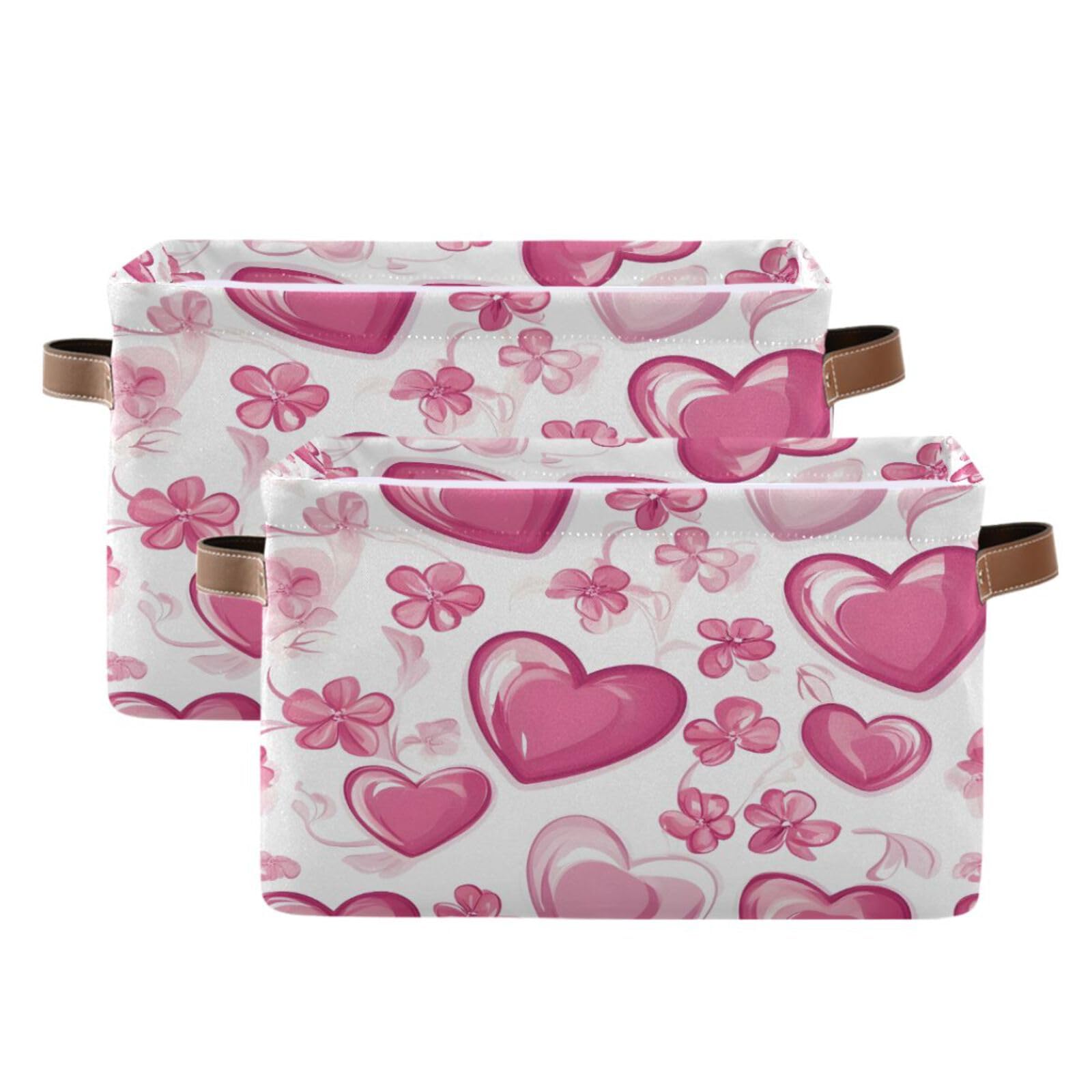 Floral Storage Bins for Shelves - Foldable Double Handle Storage Baskets with Metal Frame, Rectangular Closet Organizer Containers for Bedroom & Home Organization | Perfect for Clothes, Toys, and Blanket Storage