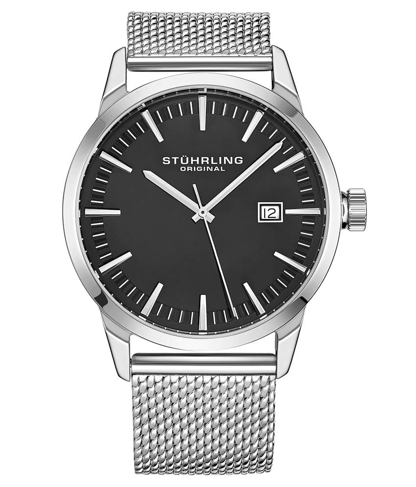 Black Dial / Silver Case / Silver Stainless Steel Bracelet Silver Foldover Buckle