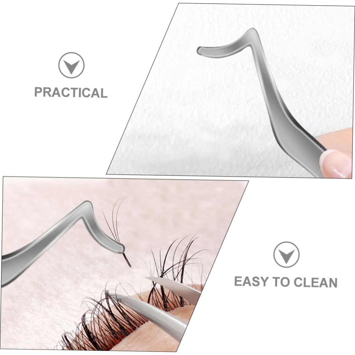 Professional Stainless Steel Eyelash Tweezers - False Eyelash Applicator with Comfortable Grip for Precise Lash Extension & Creative Eye Makeup | Perfect for Salon, Home Use & Professional Makeup Artists