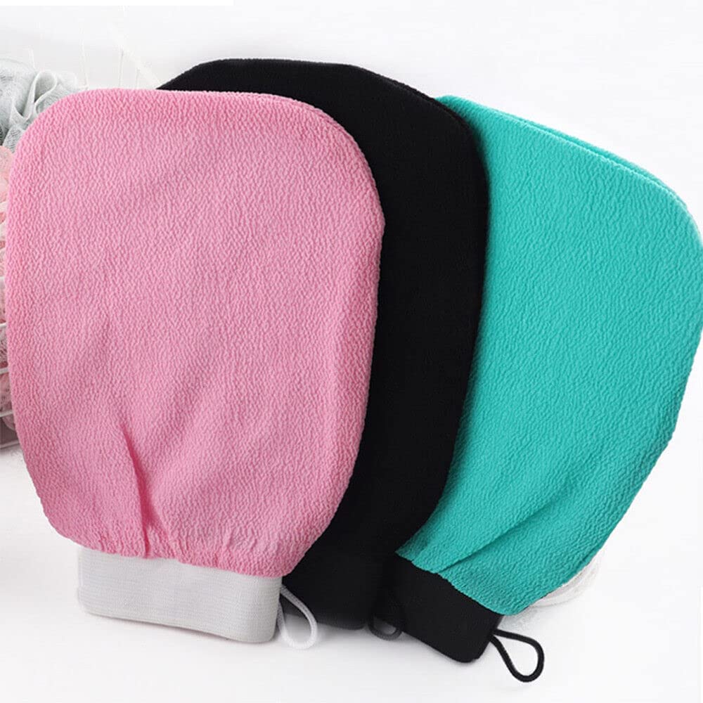 Xenon Venture 3-Pack Exfoliating Gloves for Face & Body - Dead Skin Remover & Turkish Silk Bath Mitt for Smooth Skin - Prevents Ingrown Hairs & Strawberry Skin - Ideal for Women's Skincare Routine & Spa Day at Home