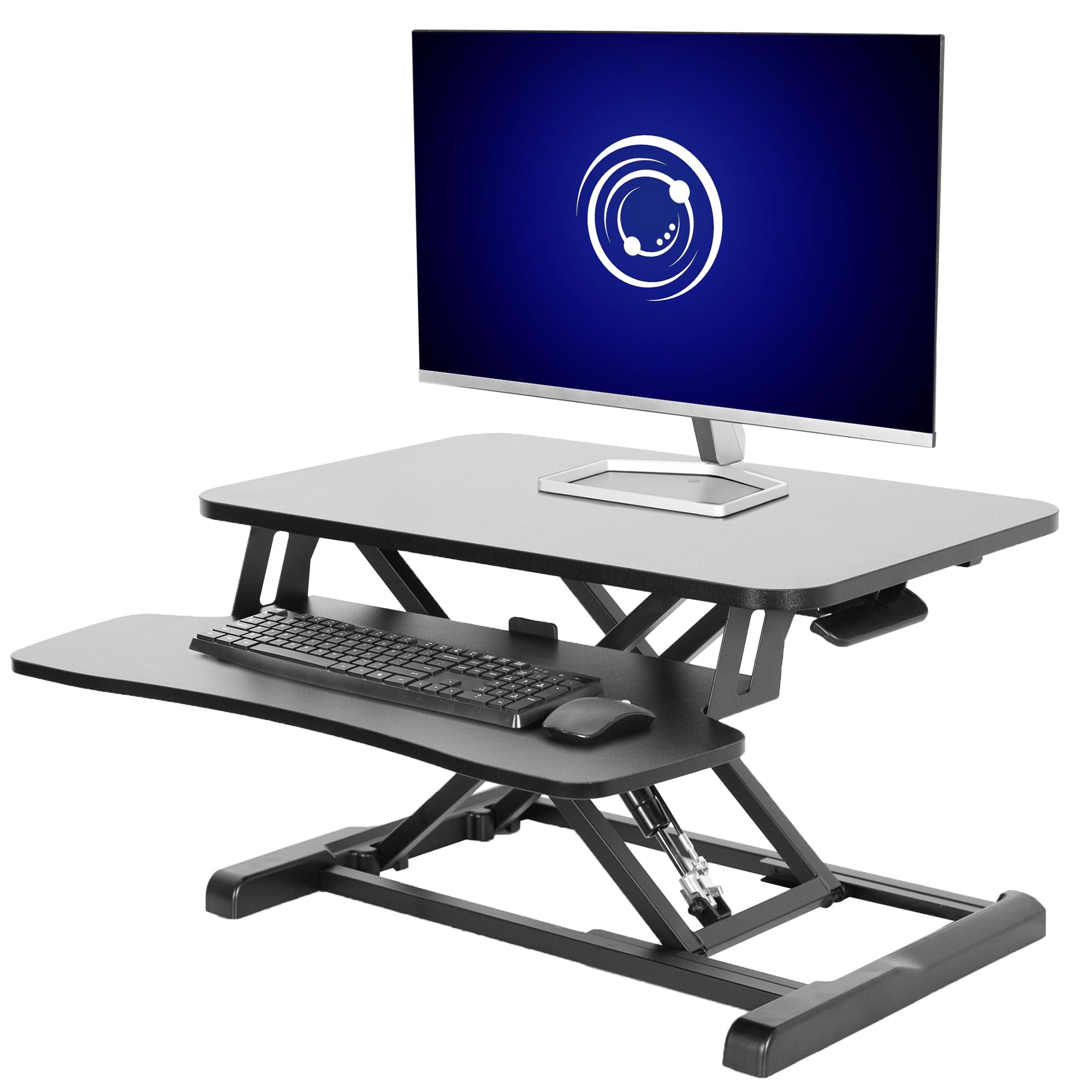 VIVO K Series 26 Inch Height Adjustable Sit to Stand Desk Converter - Dual Monitor & Laptop Workstation with Keyboard Tray (Black) - Perfect for Home Office, Gaming Setup, and Ergonomic Workspace