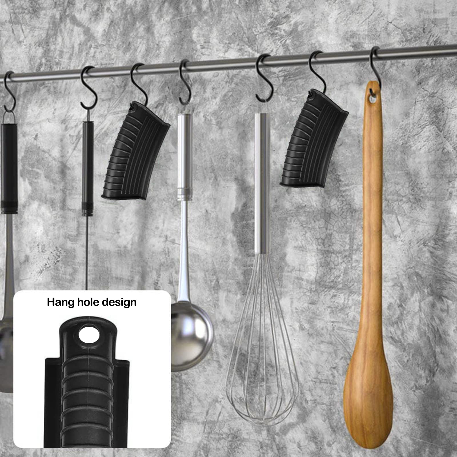 3 Pack Heat Resistant Silicone Handle Covers for Pots & Pans - Non-Slip Oven Mitts for Frying Pans, Casserole Dishes, Baking Sheets & Cookware (Black) - Perfect for Cooking, Baking & Kitchen Safety