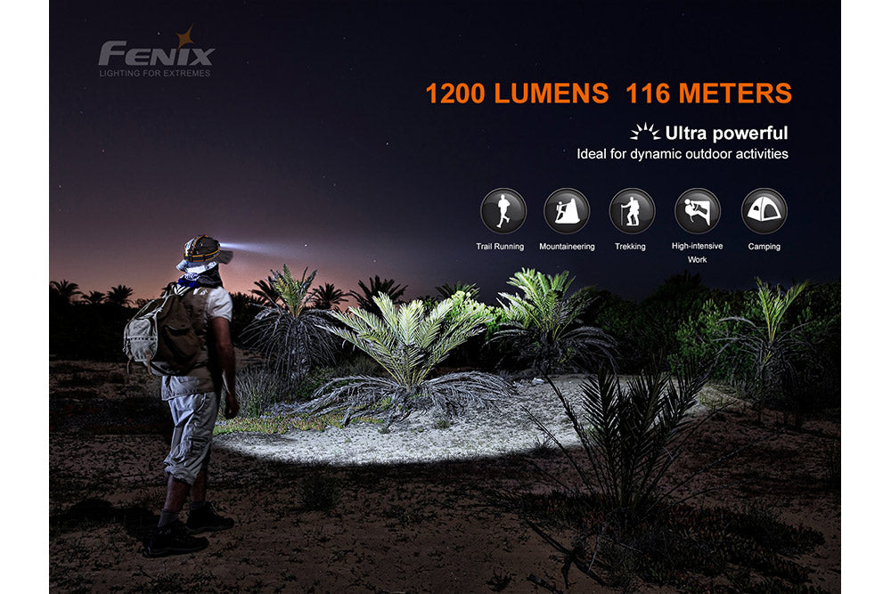Fenix HM60R 1200 Lumens Rechargeable LED Headlamp for Camping, Hiking, Running & Outdoor Adventures - Waterproof & Lightweight Headlight