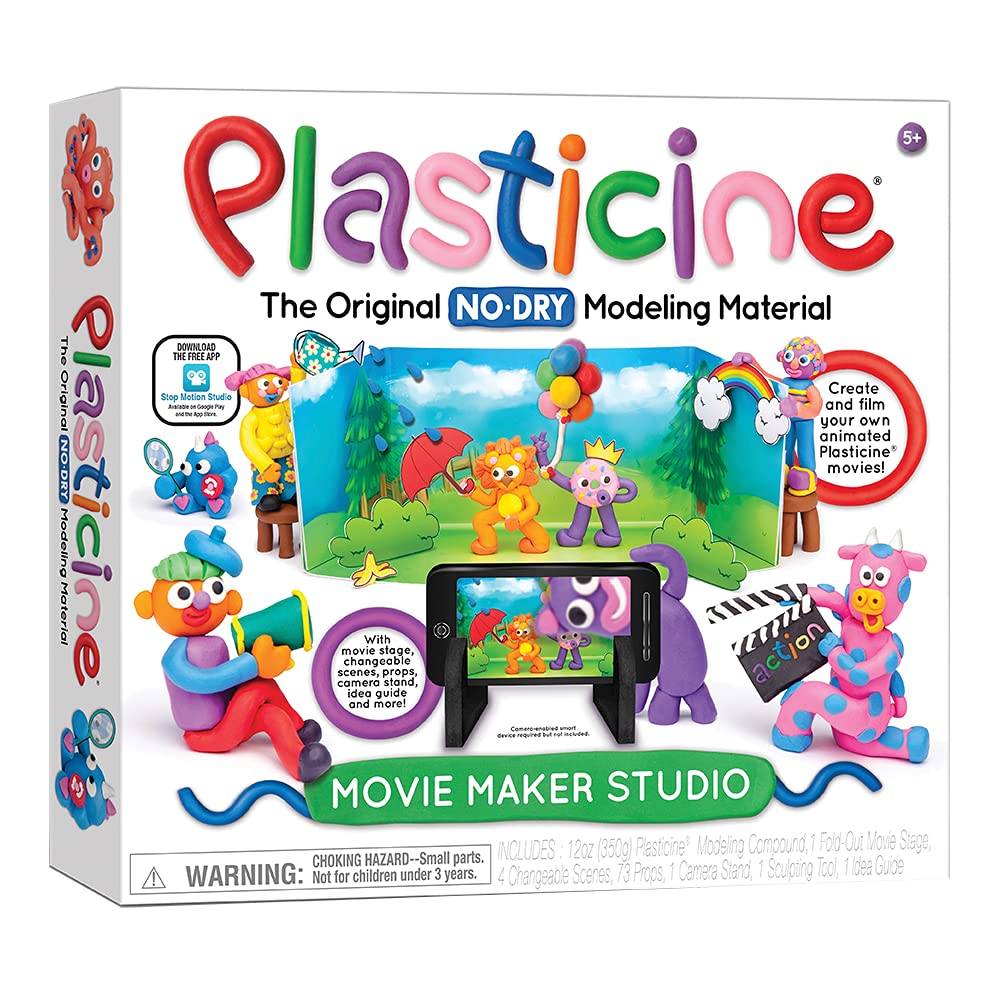 Plasticine Movie Maker Studio — Non-Drying Modeling Clay for Kids — Creative Art Kit for Stop Motion Animation — Ages 5+ — Perfect for School Projects & DIY Filmmaking