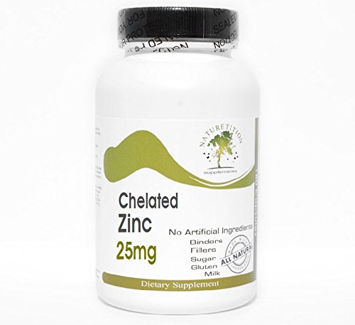 Chelated Zinc 25mg - 200 Capsules - Pure Zinc Supplement for Immune Support & Wellness - No Additives, Non-GMO - Naturetition Supplements - Boost Energy & Recovery for Active Lifestyles