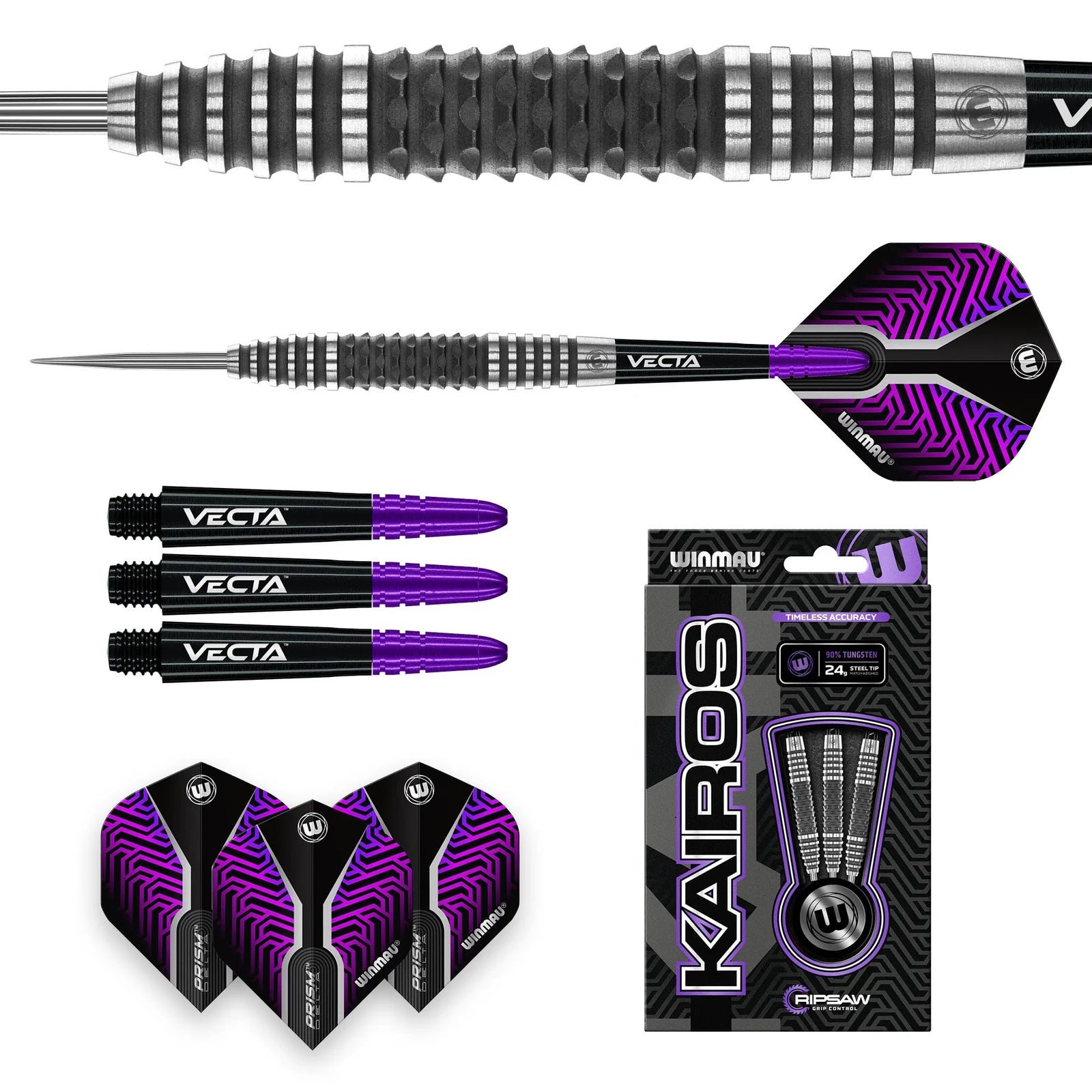 WINMAU Kairos 02 Professional Darts - 90% Tungsten Steel Tip Darts (24g) for Precision Throwing | Perfect for Tournaments, League Play & Home Practice