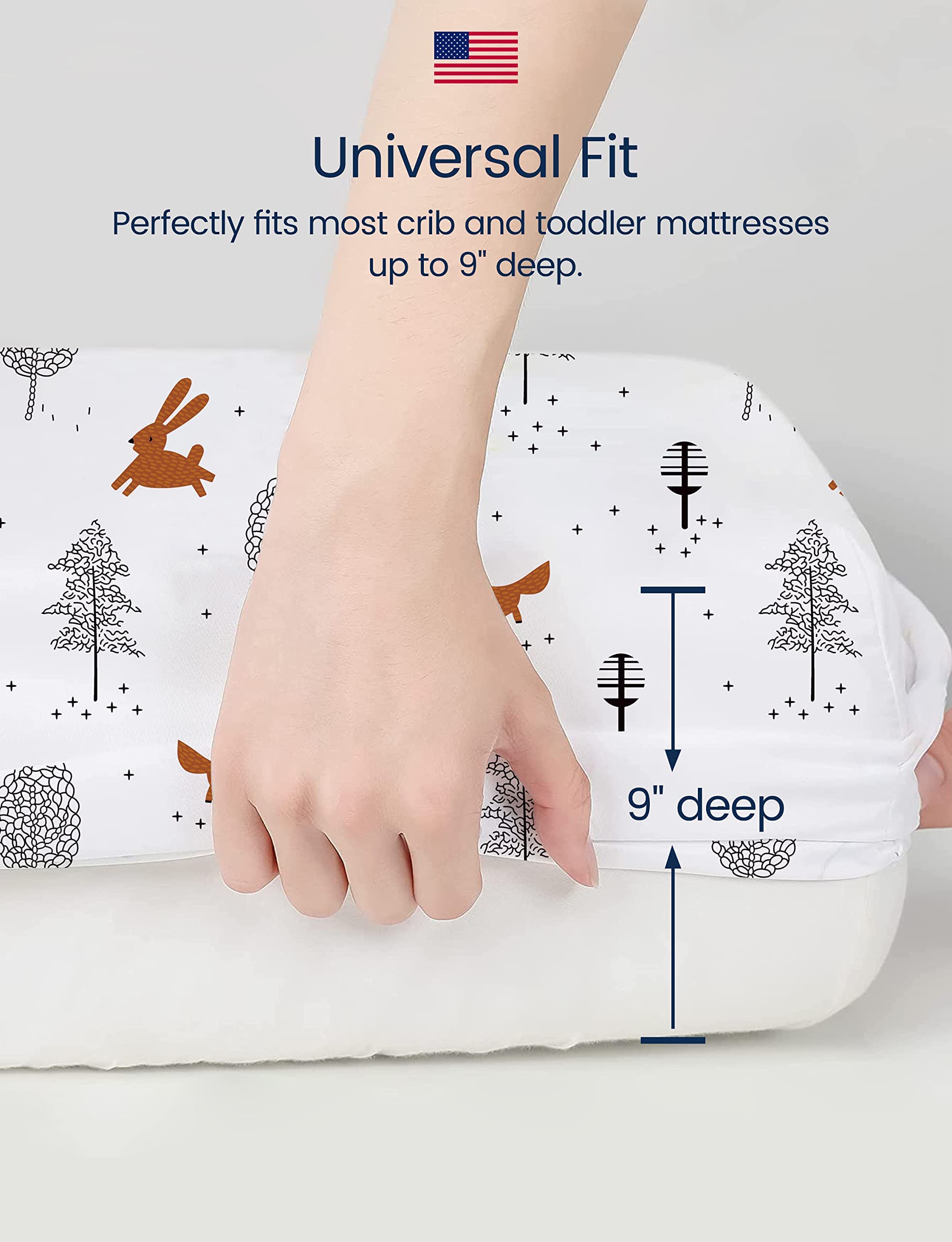 TotAha Premium Soft Boho Crib Sheets - Ultra Breathable & Stretchy Fitted Crib Mattress Cover 28x52x9 Extra Deep Pocket - Neutral Botanical Print for Baby Boys & Girls - Perfect for Nursery, Daycare & Travel