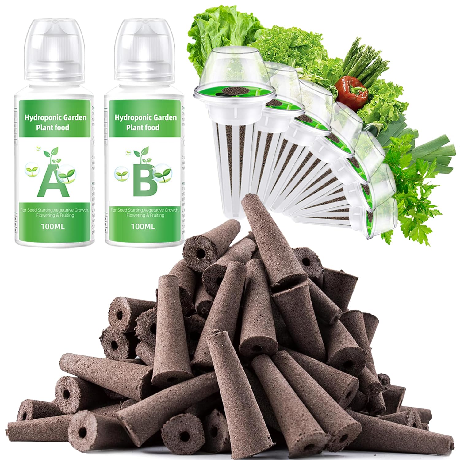50 Pack Hydroponic Grow Sponges - Seed Starter Pods & Root Growth Sponges for Aeroponics System | Compatible with AeroGarden, Indoor Herb Garden, Hydroponic Vegetables & Microgreens Growing