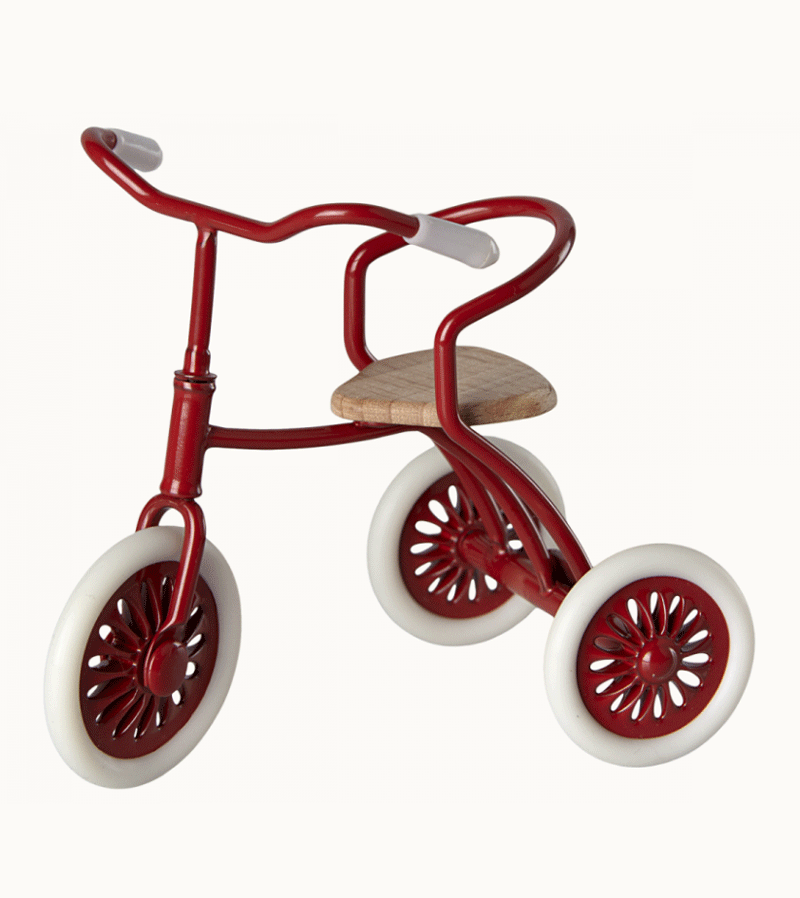 Maileg Red Mouse Abri Tricycle - Adorable Ride-On Toy for Toddlers, Perfect for Indoor Playrooms & Outdoor Adventures