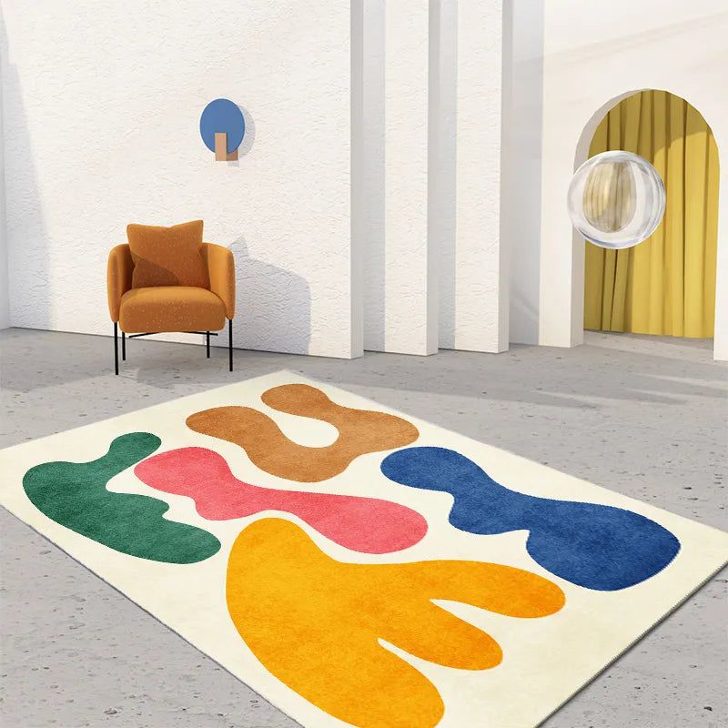 Artistic Abstract Lamb Wool Area Rug - Plush & Contemporary Elegance for Living Room, Bedroom, or Office Decor | Soft & Stylish Home Accent