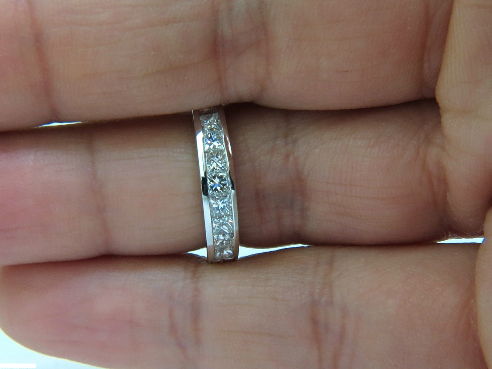 14KT .72CT Diamond Edwardian Deco Revival Band Ring - Princess Cut for Women, Vintage Style Wedding & Engagement Jewelry, Perfect for Anniversaries & Special Occasions