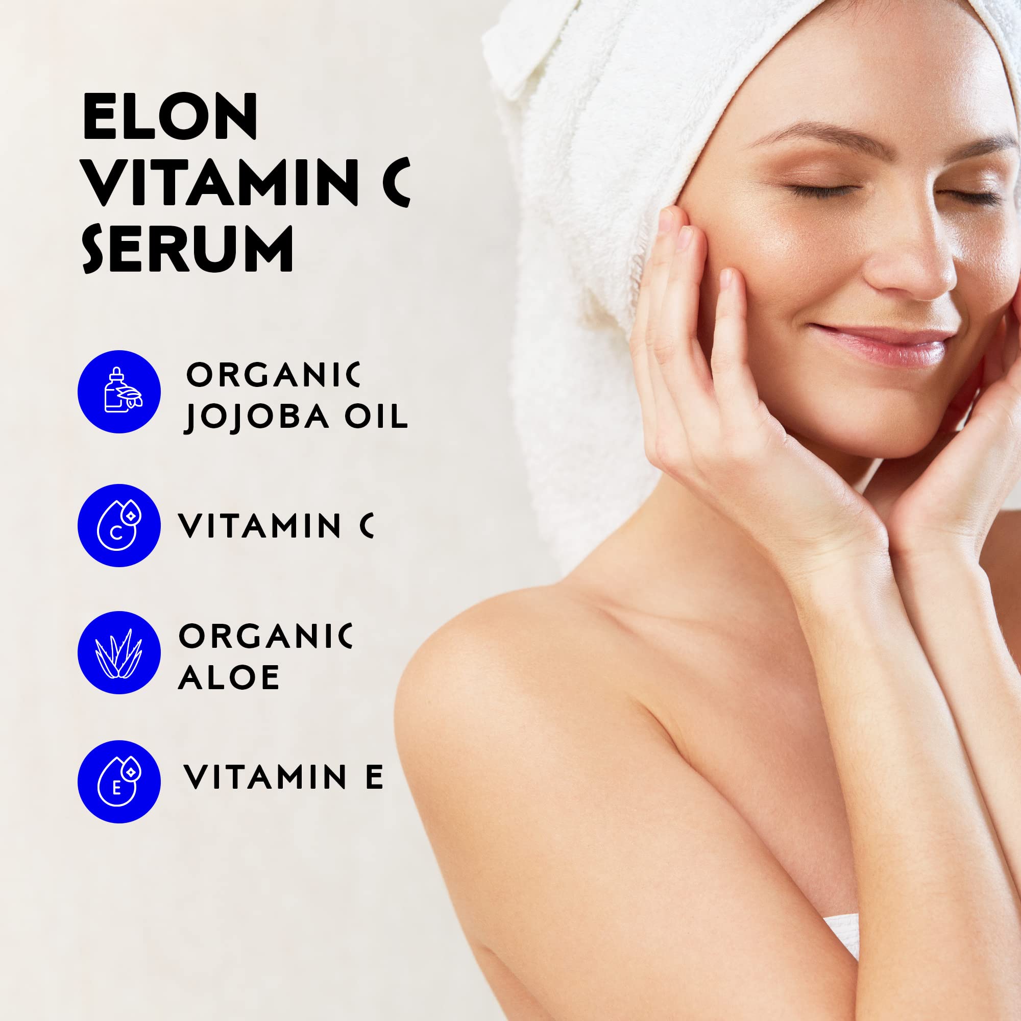 Elon Vitamin C Serum for Face - Anti Aging Serum to Reduce Fine Lines & Wrinkles, Improve Skin Texture & Boost Collagen - 1 oz | Brightening Facial Serum for Day & Night Use, Perfect for Dry & Dull Skin Care Routine