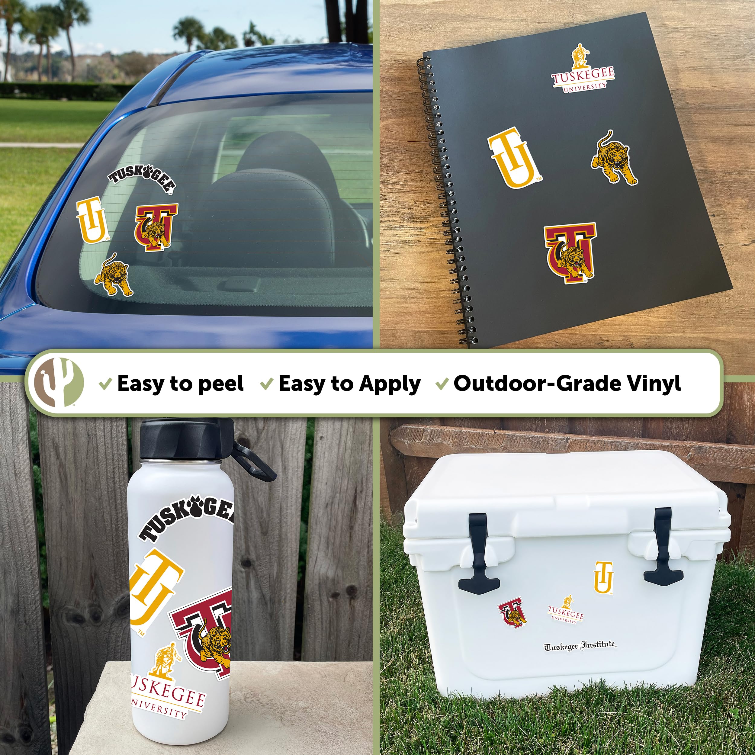 Tuskegee University NCAA Sticker Vinyl Decal - Durable Laptop, Water Bottle & Car Decal Set (Type 2 Sheet) - Perfect for College Fans, School Spirit & DIY Scrapbooking Projects