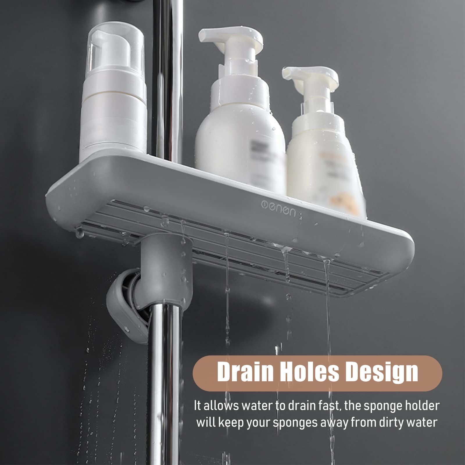 EXCLUZO Adjustable Height Shower Caddy Shelf - Rotatable & Detachable Shower Organizer for Shampoo, Soap & Bathroom Essentials - Perfect for Small Spaces & Apartment Showers
