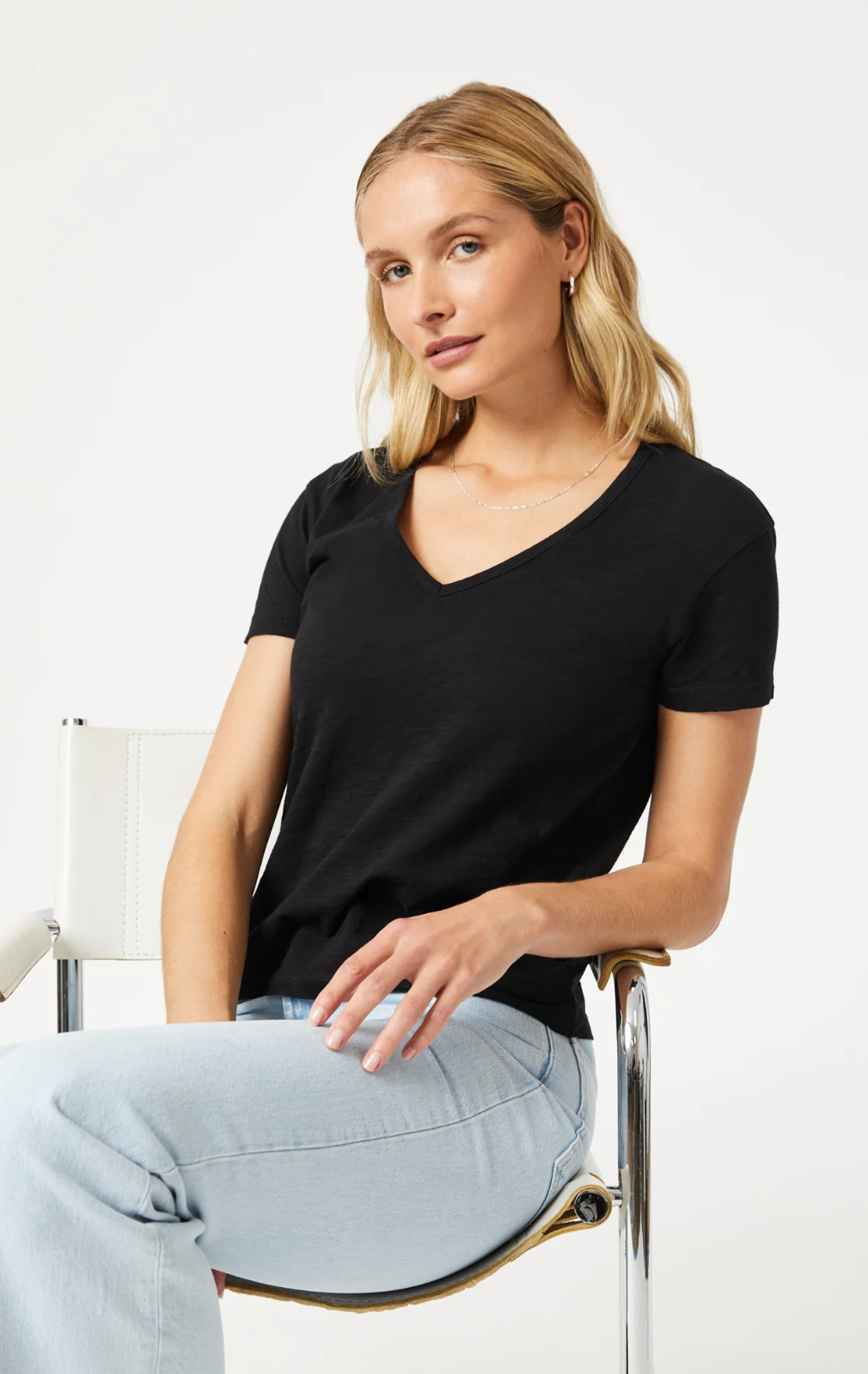 Soft V-Neck Jersey T-Shirt for Women - Comfortable Stretch Cotton Tee - Perfect for Casual Wear, Layering & Everyday Outfits
