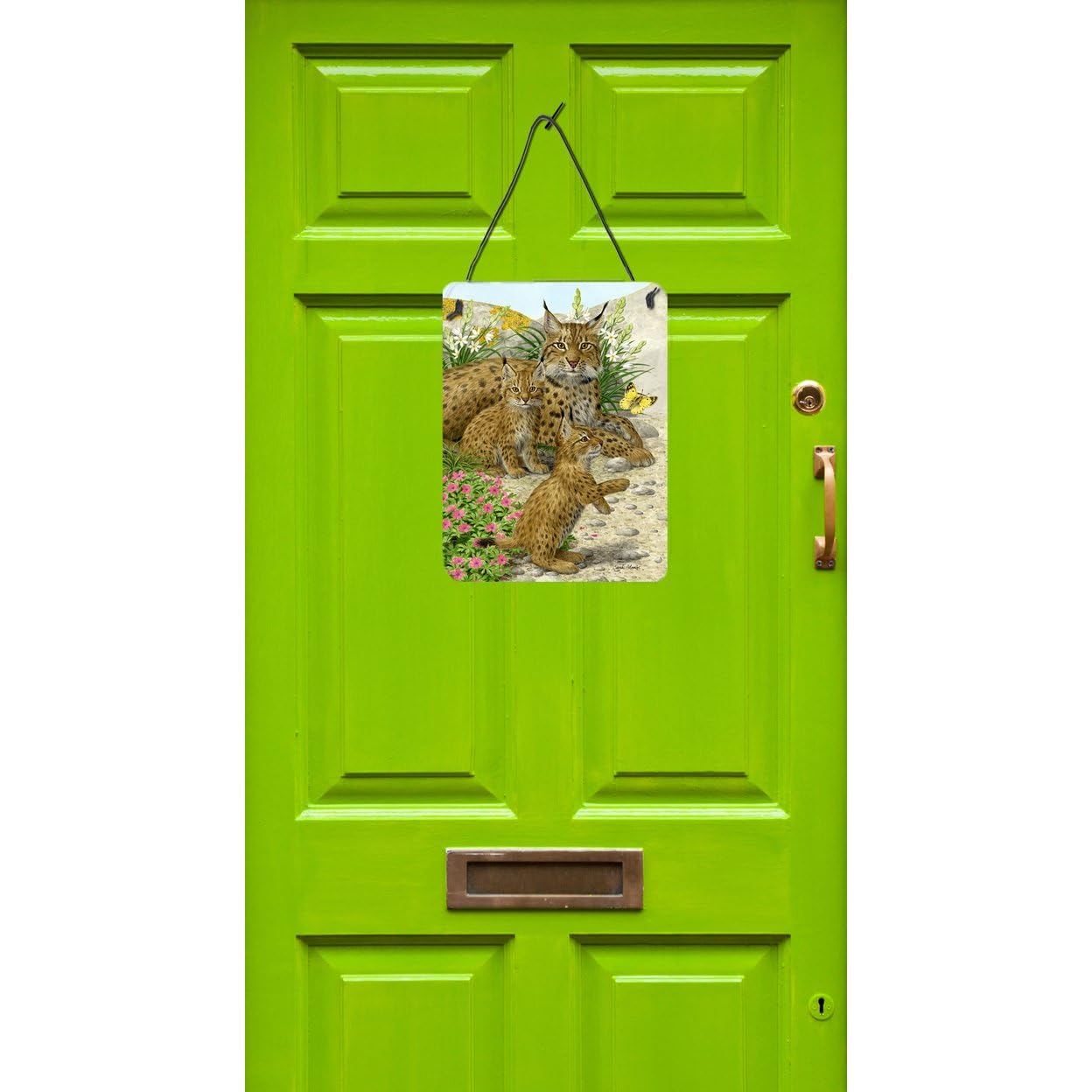 Caroline's Treasures Lynx & Cubs Metal Wall Art - 12x16 Inch Aluminum Sign for Kitchen, Bar, Bathroom, Front Door - Rustic Home Decor for Cabin, Lodge, Living Room