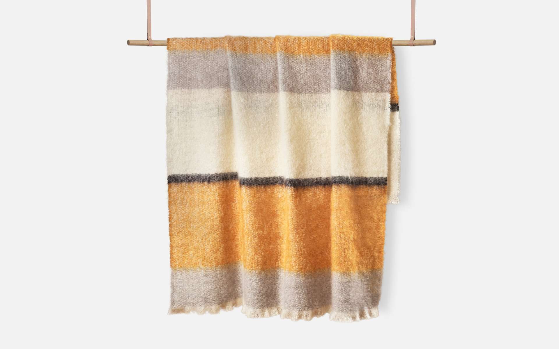 Luxury Ochre Silare Mohair Throw Blanket - Soft & Cozy Handmade Knit Blanket for Sofa, Bed & Couch - Perfect for Winter, Home Decor & Gift Giving