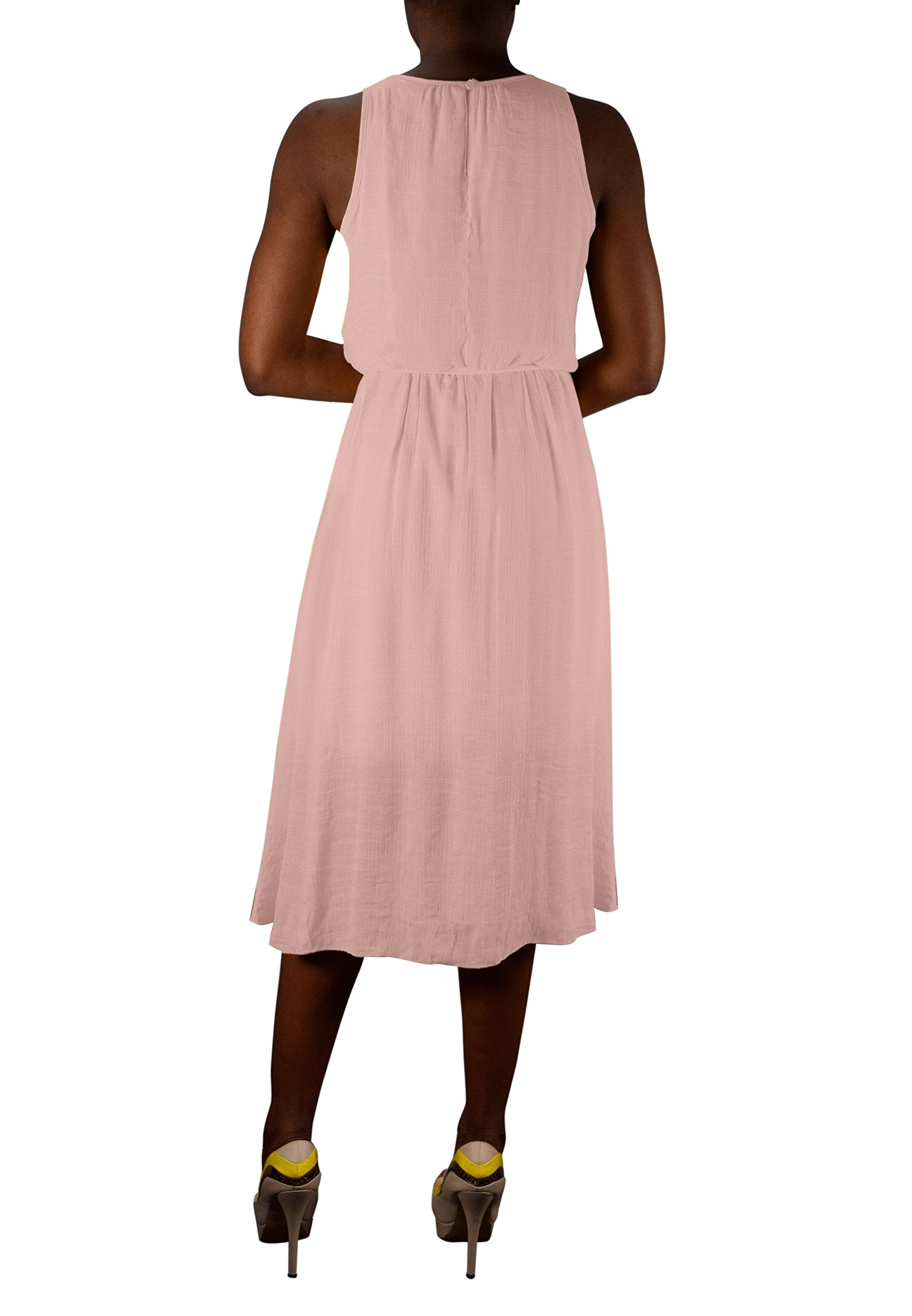 Women's High Low Gold Embellished Tank Dress with Fabric Waist Tie - Elegant Party & Cocktail Dress for Evening Events, Weddings & Special Occasions