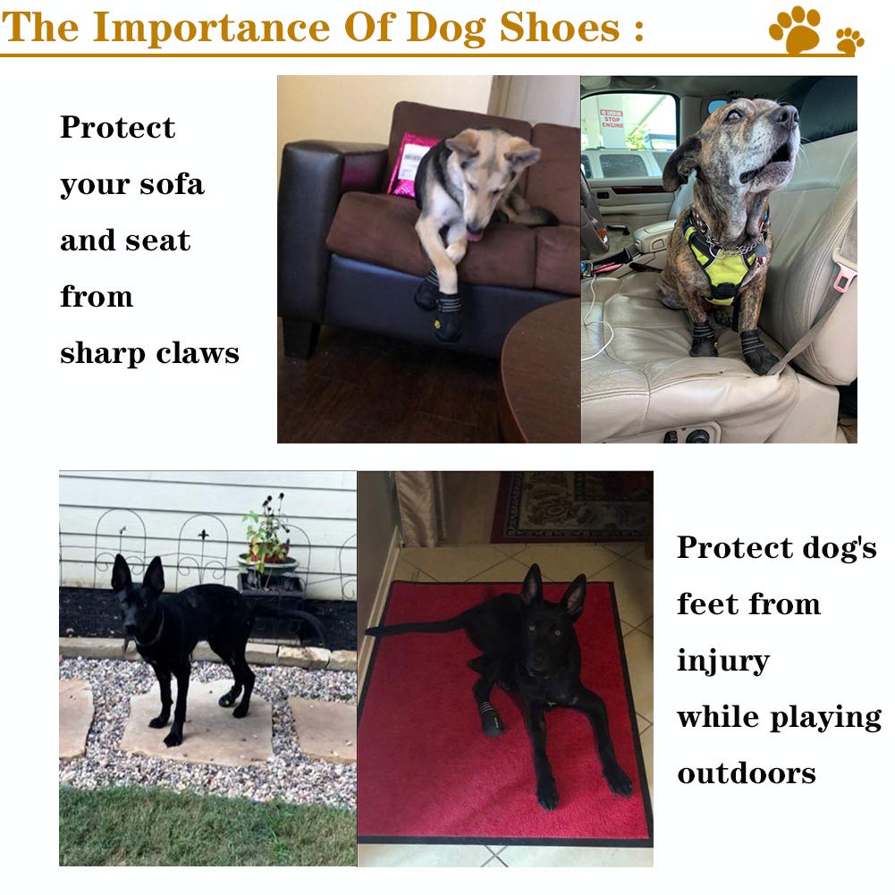XSY&G Waterproof Dog Boots with Reflective Anti-Slip Sole - Durable Outdoor Dog Shoes for Medium Dogs (4Pcs Size 2) - Perfect for Hiking, Running & Winter Protection