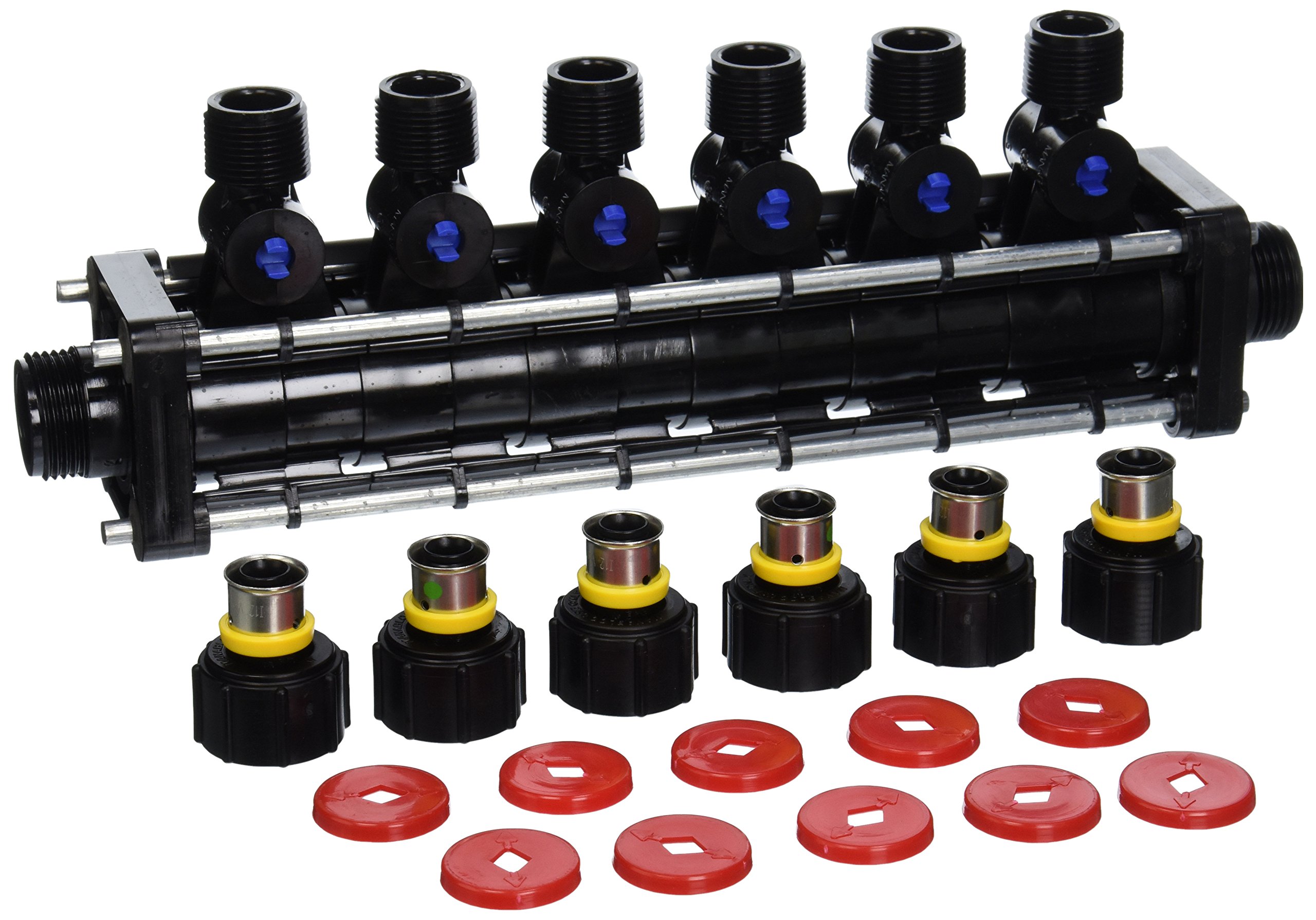 Viega 49063 PureFlow Minibloc Poly PEX Press Fitting - 1/2-Inch to 6 Outlets - For Plumbing, HVAC & Water Supply Systems