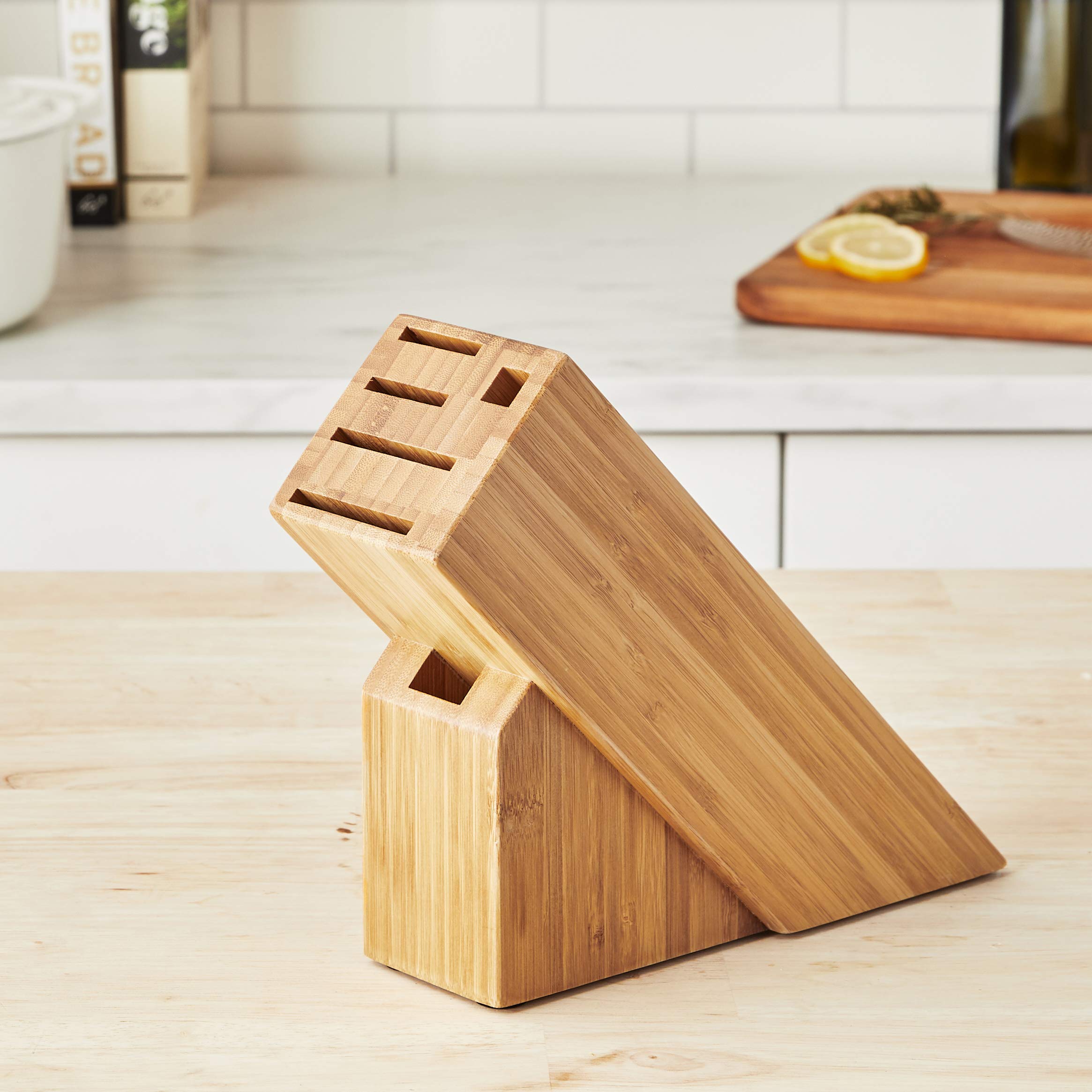 Shun Slimline Knife Block Set - 6 Slot Bamboo Knife Holder for Kitchen Storage | Professional & Home Chef Knife Organizer | Perfect for Countertop Organization & Kitchen Decor