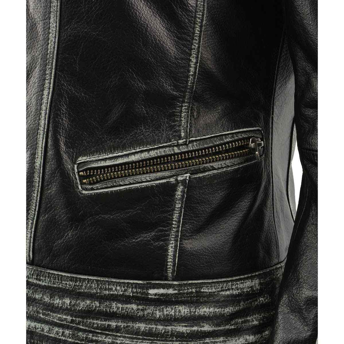 Milwaukee Leather MLL2526 Women's Distressed Gray Lace-Up Leather Jacket - Elegant Biker Style for Casual Outings & Night Out