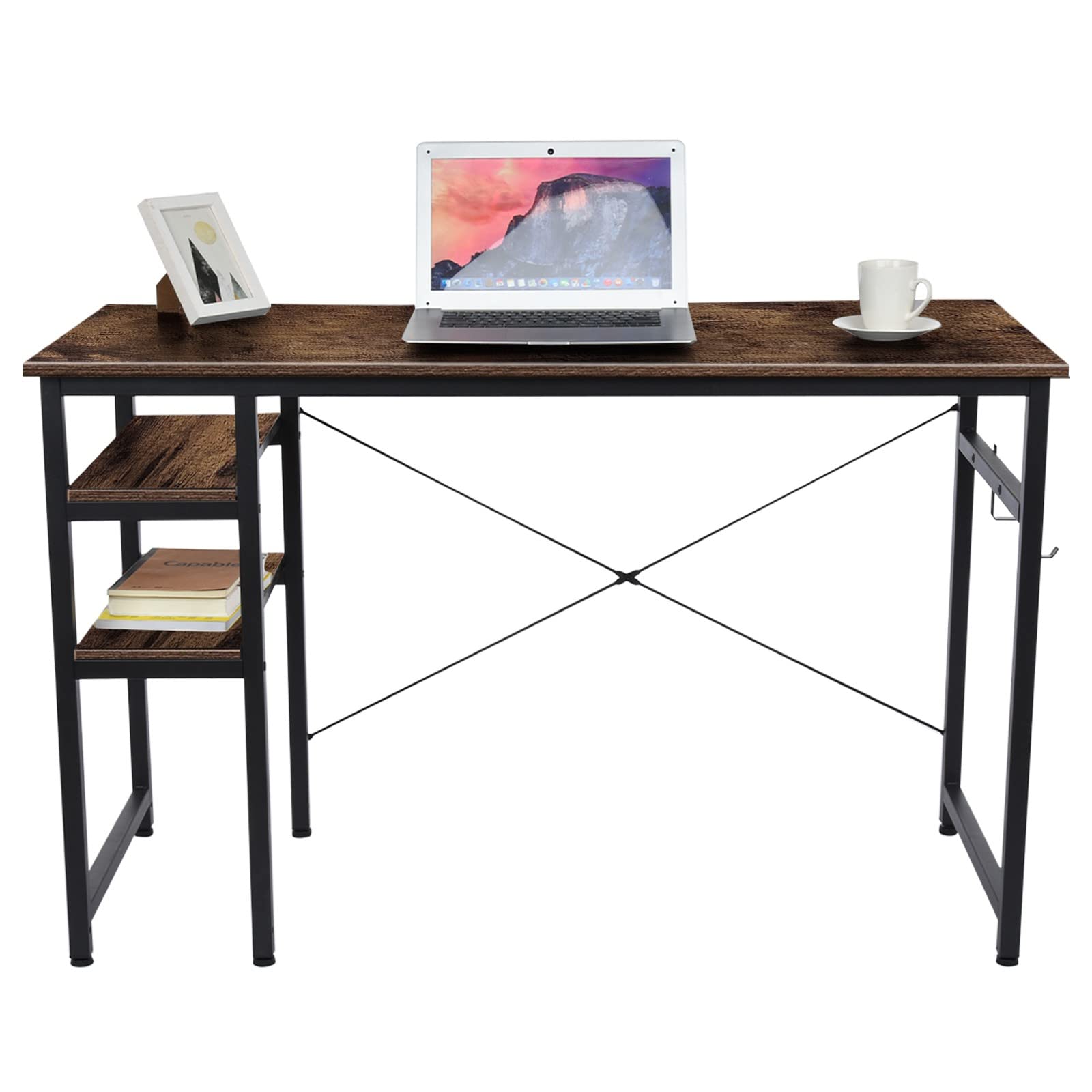 Ergonomic Writing Computer Desk for Home Office & Study - 2-Tier Storage Shelves, PC & Laptop Workspace - Perfect with G Sport Vibe Women's Squirting Desk Chair & Heated Spa Rest (Model B-481) - Ideal for Remote Work, Gaming Setup & Small Space Home Offices