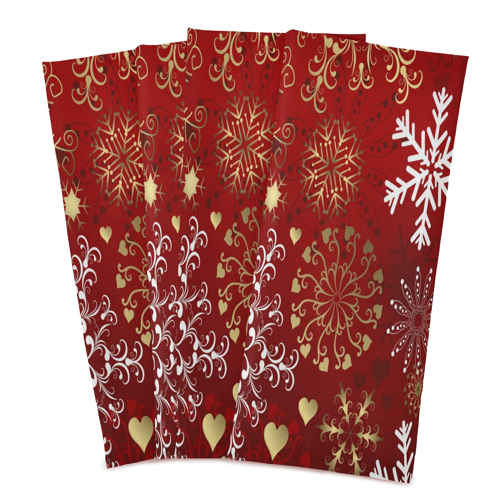 ALAZA Christmas Snowflake Red & Gold Kitchen Towels Set of 6 - Super Absorbent Soft Dish Towels 18x28 inches - Perfect for Holiday Decor, Dish Drying & Tea Time