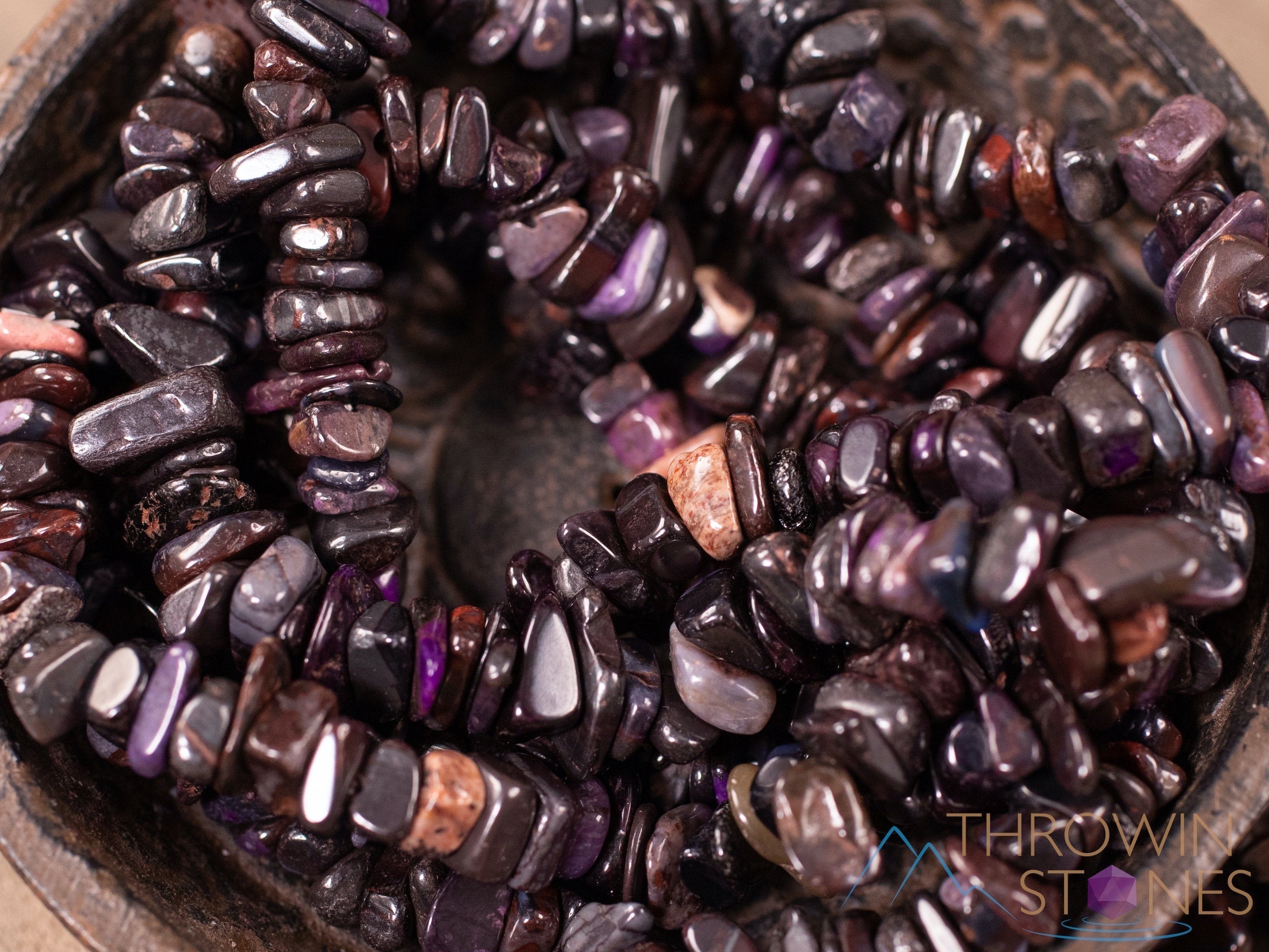 MANGANESE Crystal Chip Bead Bracelet - Handmade Healing Jewelry for Women & Men, Natural Stone Beaded Bracelet for Stress Relief & Positive Energy (E1803) - Perfect for Meditation, Yoga & Everyday Wear