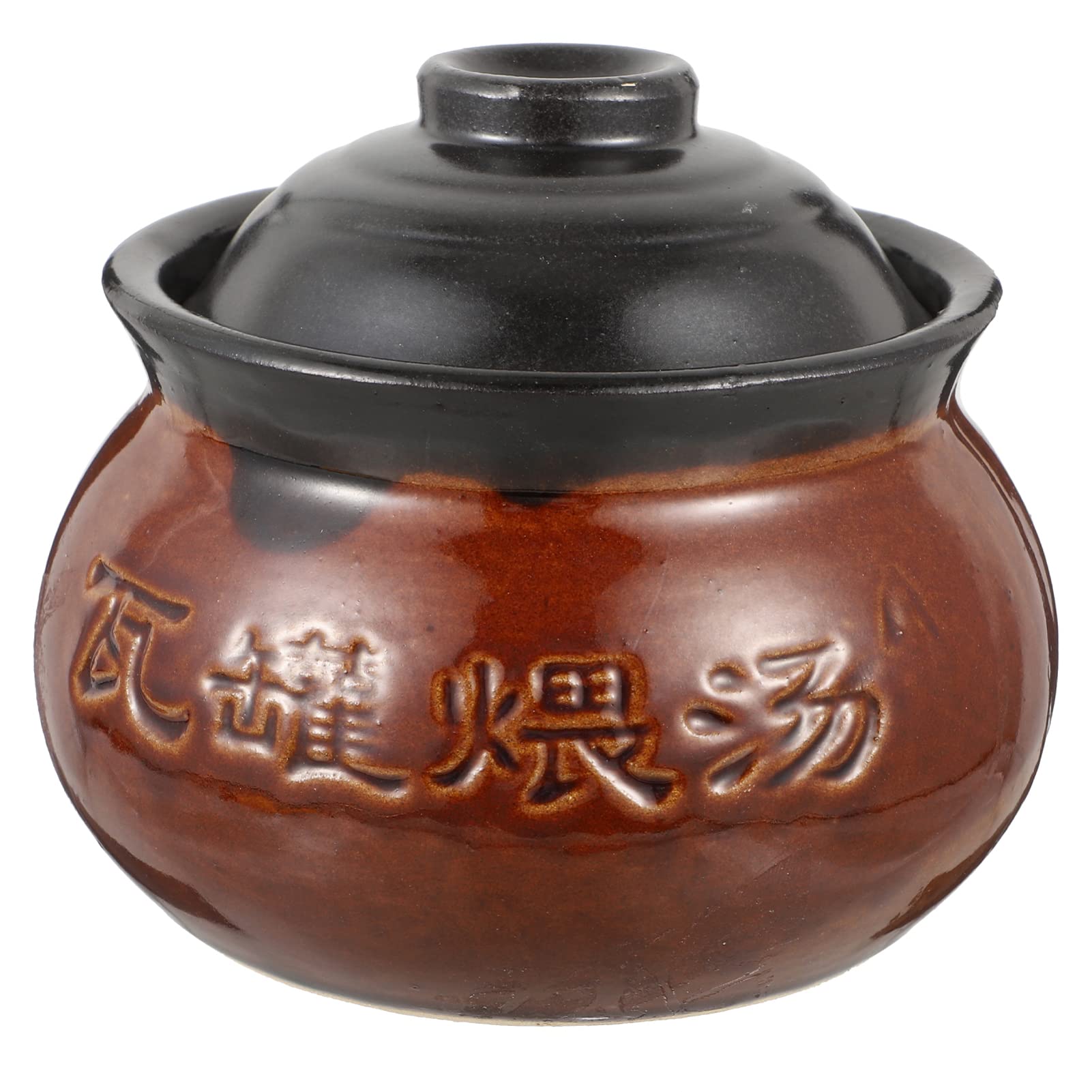 HEMOTON 2-Piece Ceramic Casserole Set - 800ml Clay Stew Pot & Skillet, Retro Style Stoneware Cookware for Baking, Braising & Serving - Perfect for Soups, Stews & One-Pot Meals
