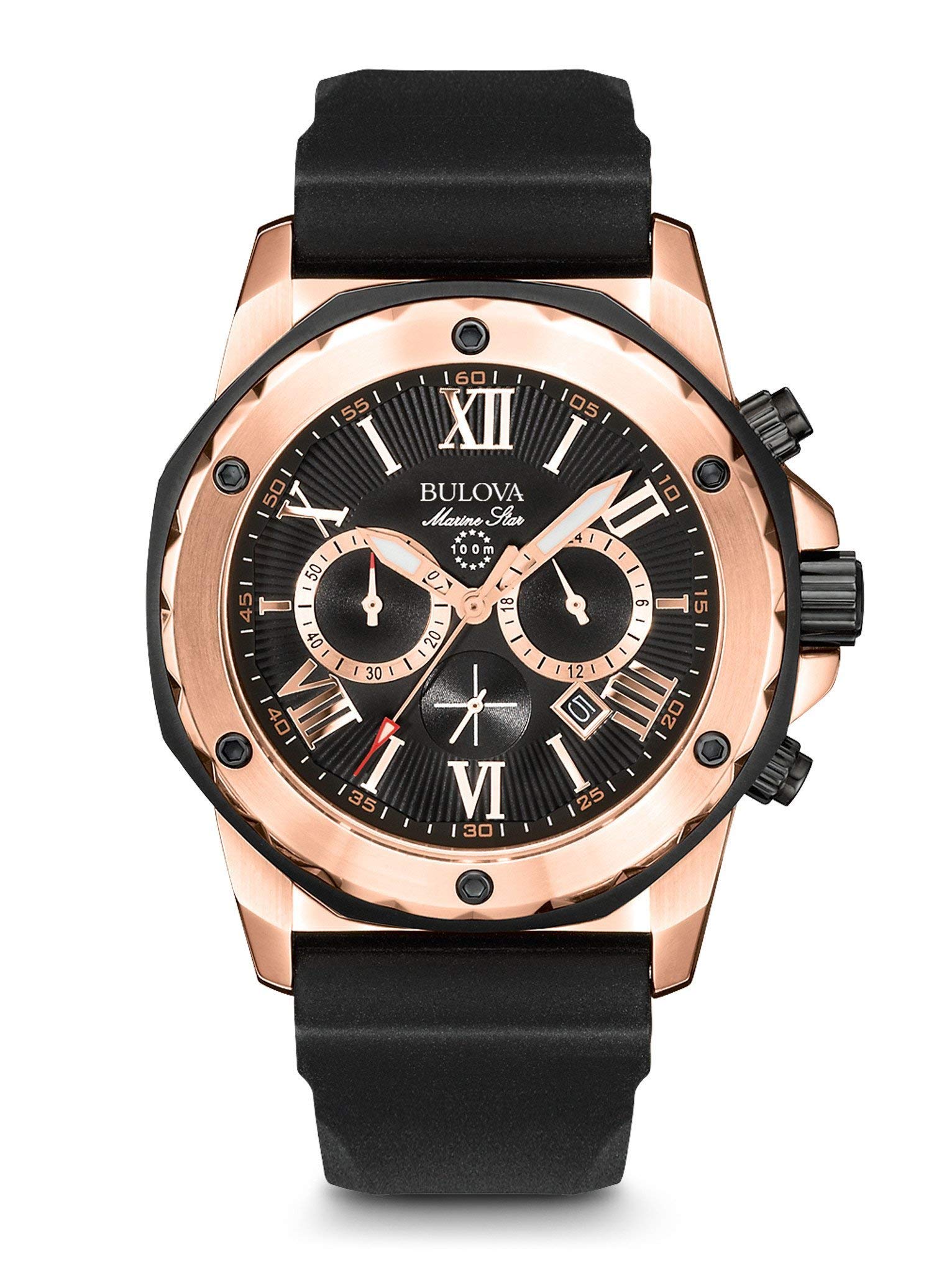 Bulova Men's Marine Star 'Series A' Chronograph Quartz Watch - Luminous Markers, Rotating Bezel, 100M Water Resistant, 44mm Stainless Steel Case - Perfect for Diving, Swimming & Everyday Wear