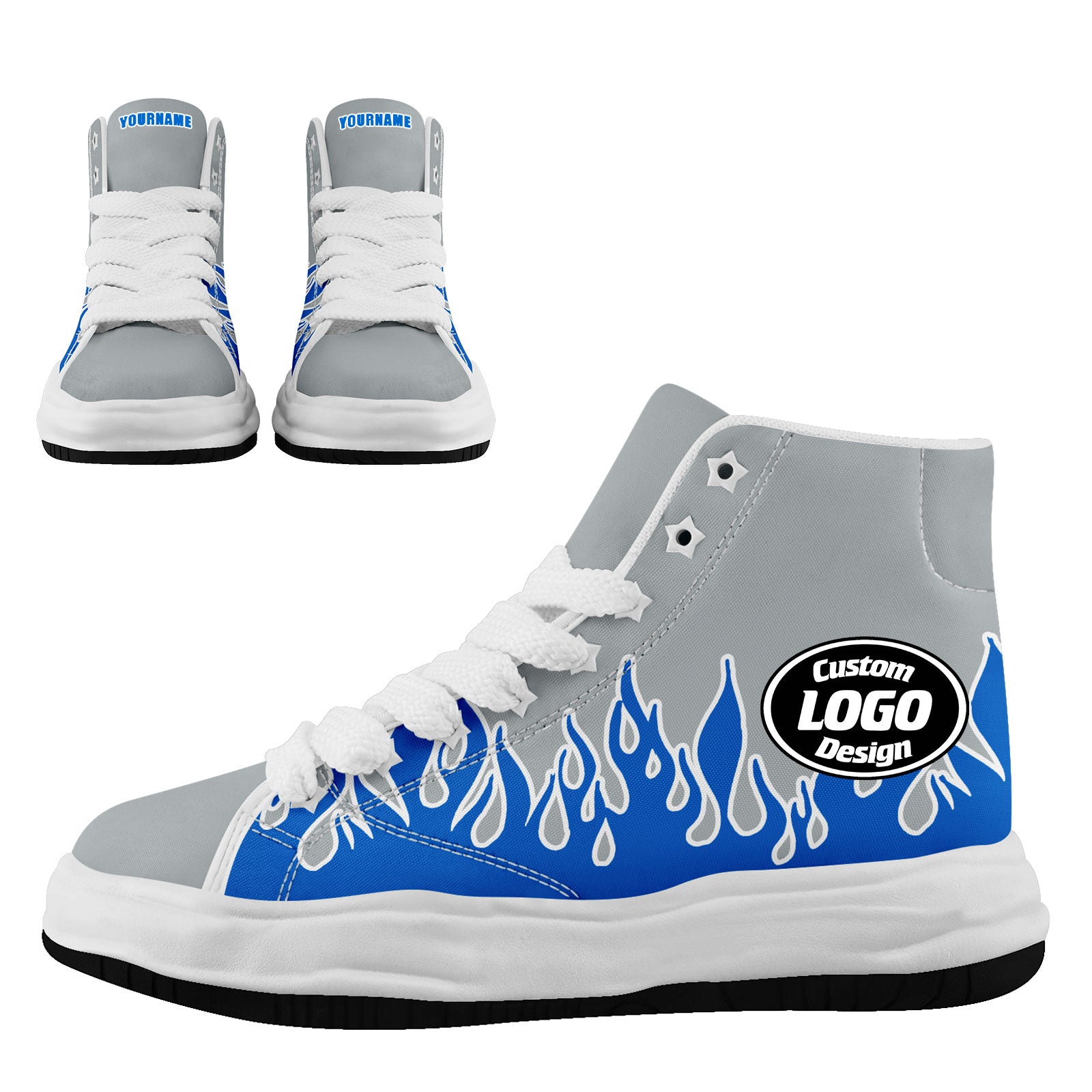 Custom Gray Blue Detroit Firesoul Shoes - Personalized Sneakers for Men & Women | Comfortable Walking & Casual Wear | Size 11 (FN039 D020272) | Perfect for Street Style & Urban Fashion