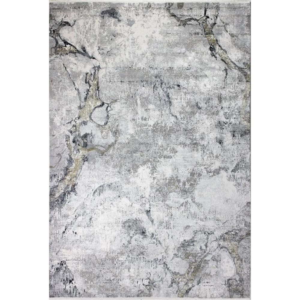 Bashian Collection Luxury Power Loom Viscose & Polyester Area Rug - 4' x 6' Grey/Gold Runner Rug for Entryway, Living Room, Bedroom - Soft & Durable Home Decor for Modern Interior Design