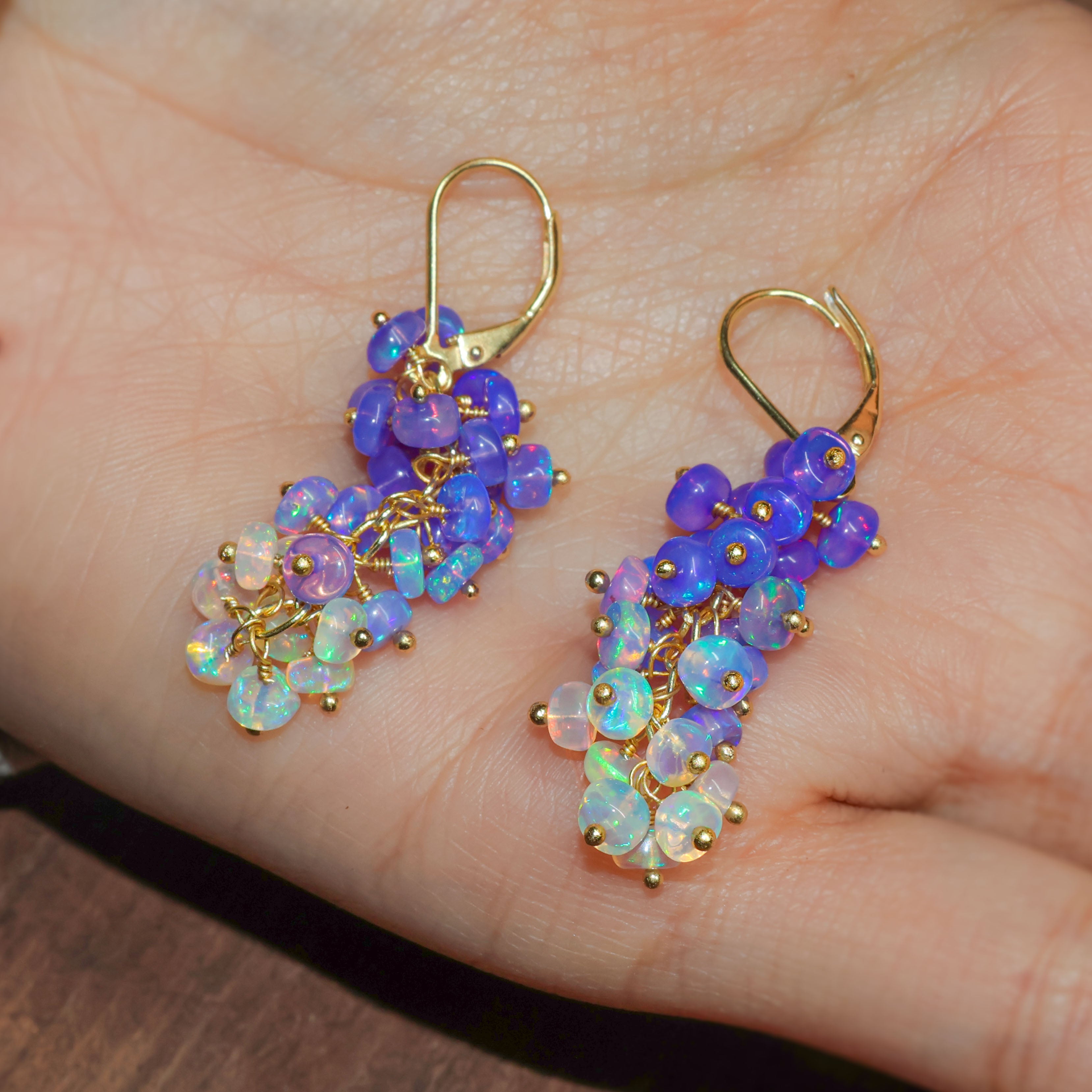 Natural Lavender Opal Shaded Beaded Cluster Handmade Dangle Earrings for Women | Boho Chic Jewelry | Perfect for Weddings, Parties & Everyday Wear