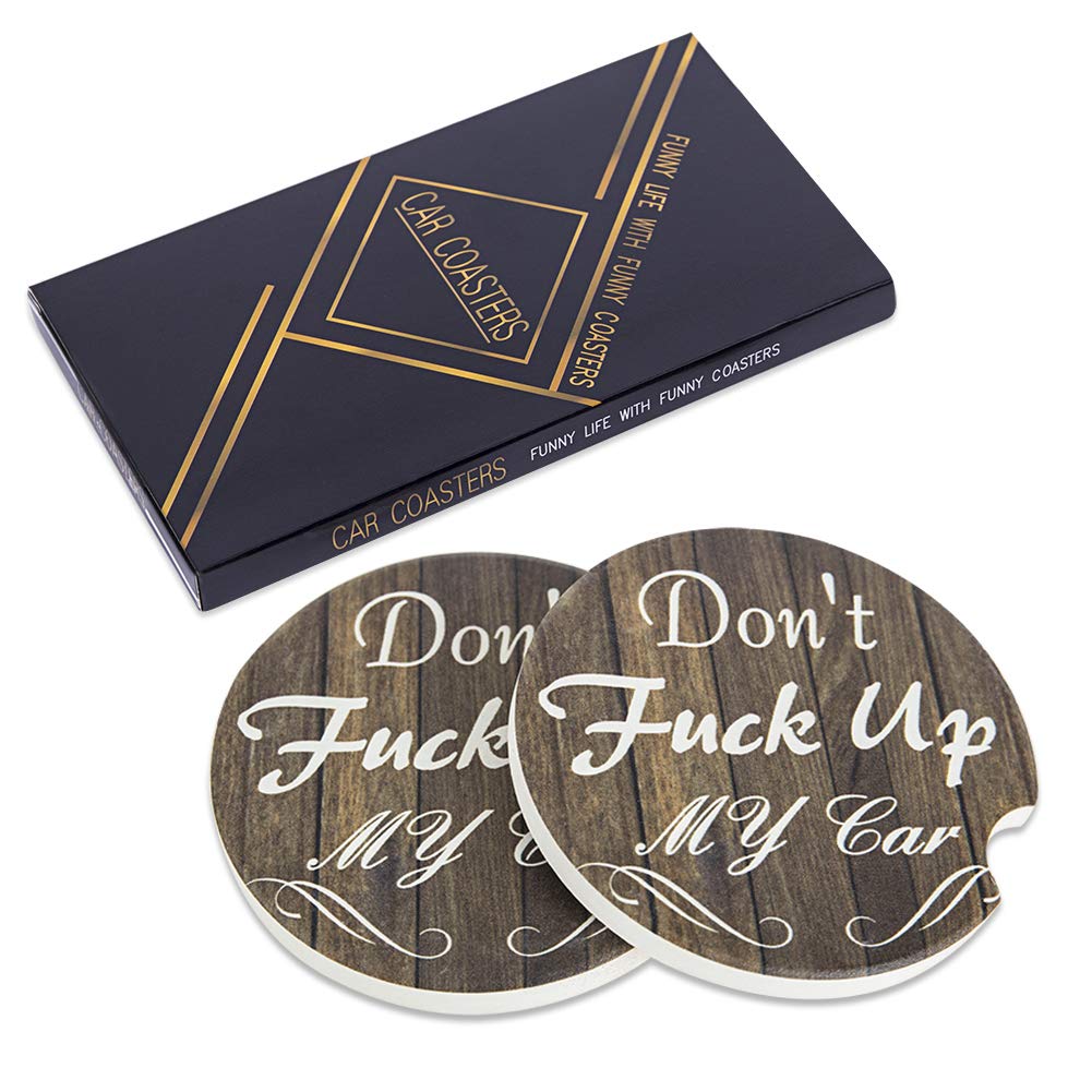 Absorbent Ceramic Car Cup Holder Coasters (2-Pack) - 2.56